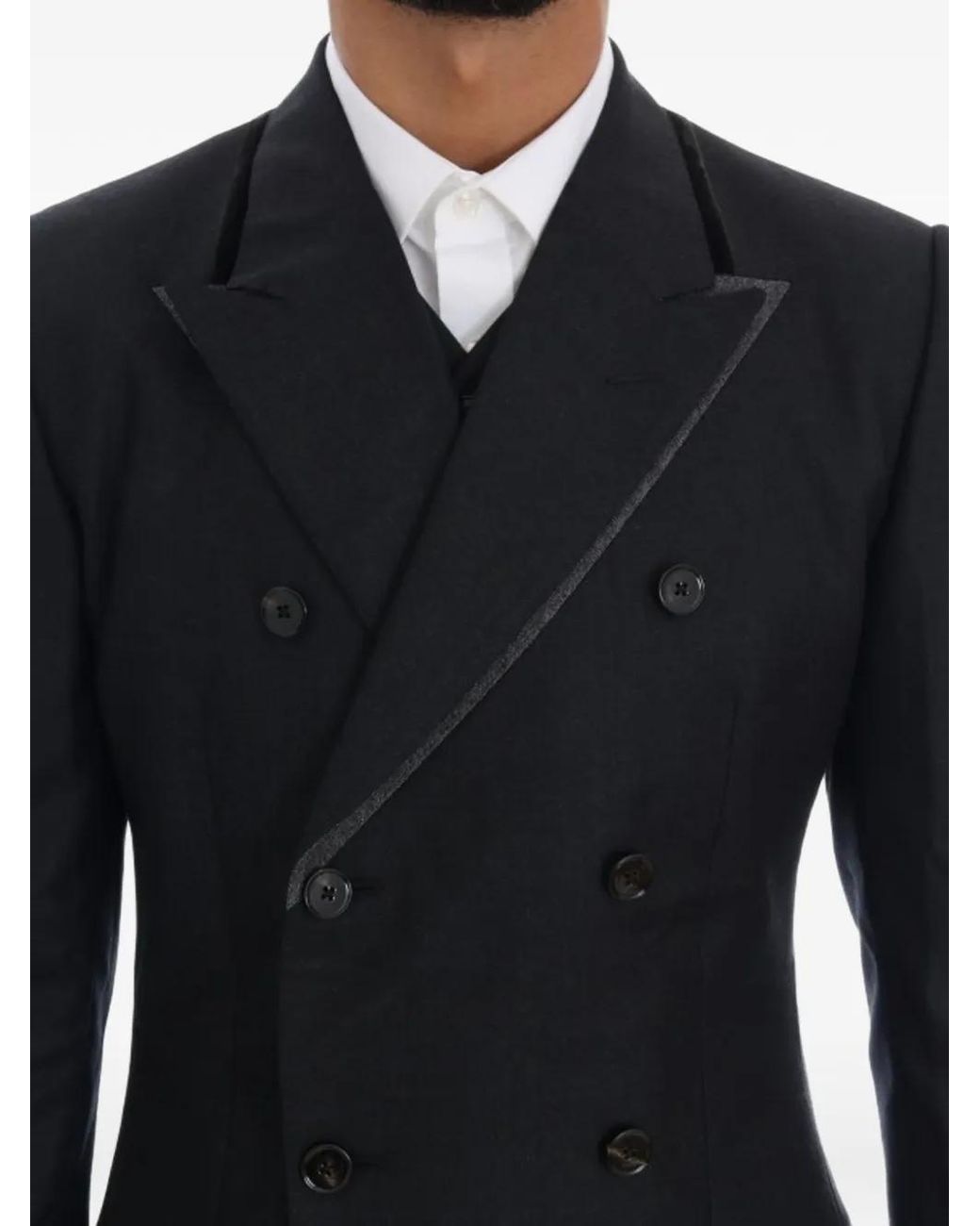 Dolce & Gabbana Black Double-Breasted Wool Suit for men