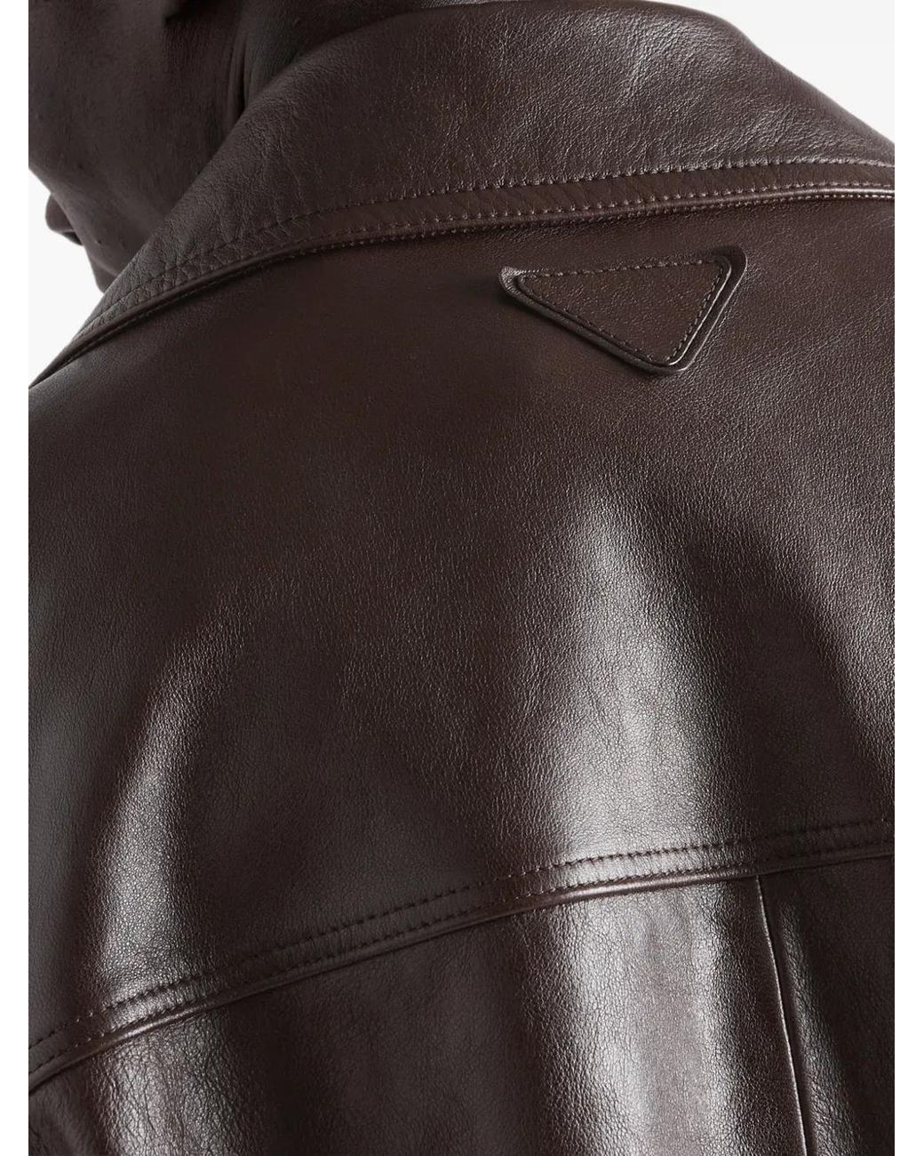 Prada Brown Nappa Leather Caban Jacket for men