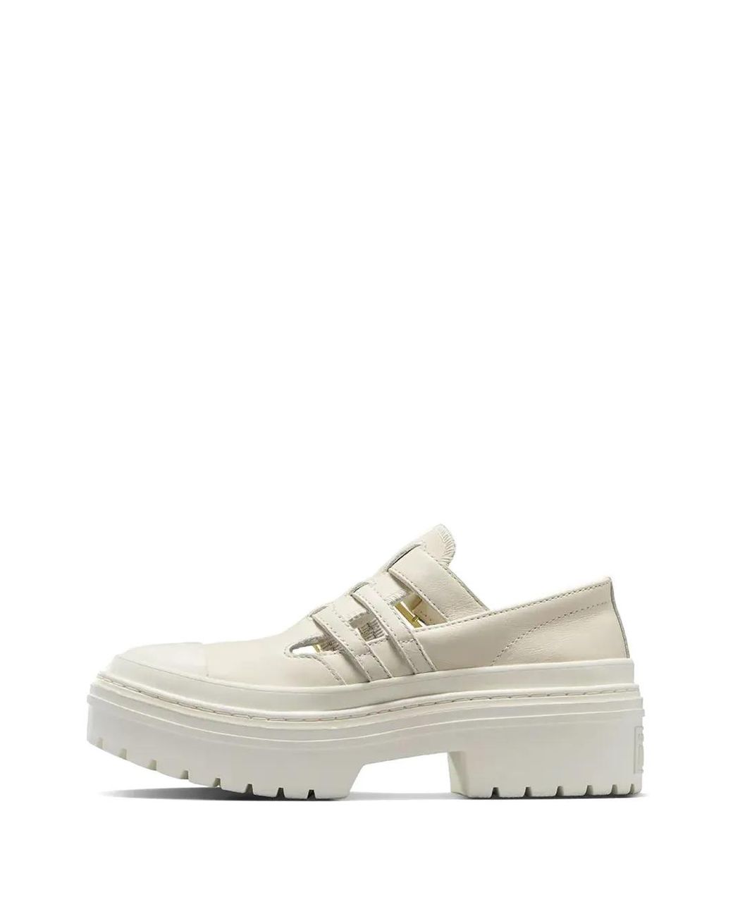 Converse White Buckle-Strap Cut-Out Sneakers