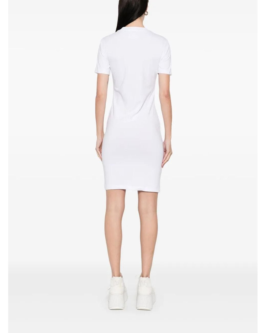 Versace Jeans Couture White Logo-Print Mini Dress