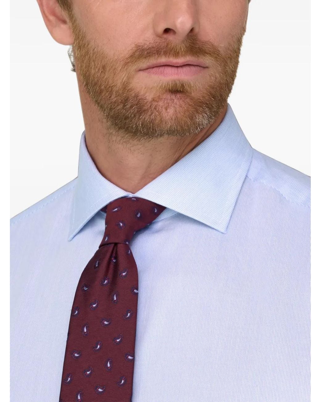 Boggi Blue Striped Cotton Twill Shirt Slim Fit for men