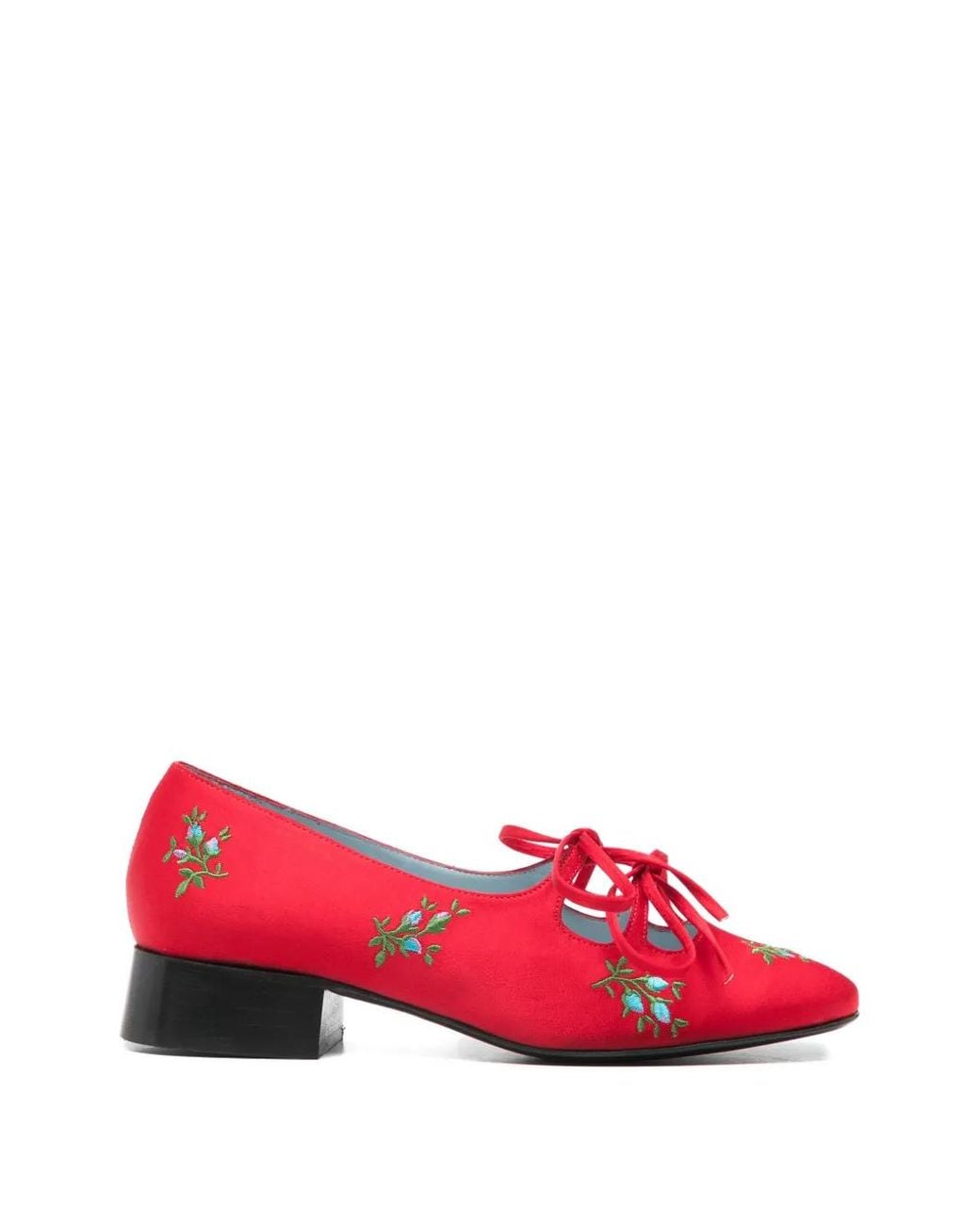 Nicole Saldanã Red Isabel Floral-Embroidery Pumps