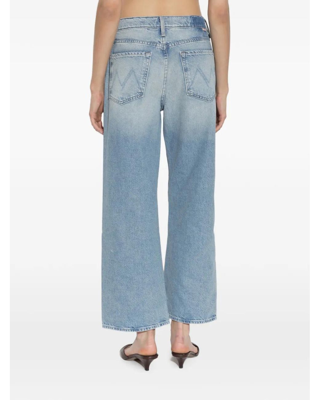 Mother Blue The Dodger Flood Faded-Effect Wide-Leg Jeans