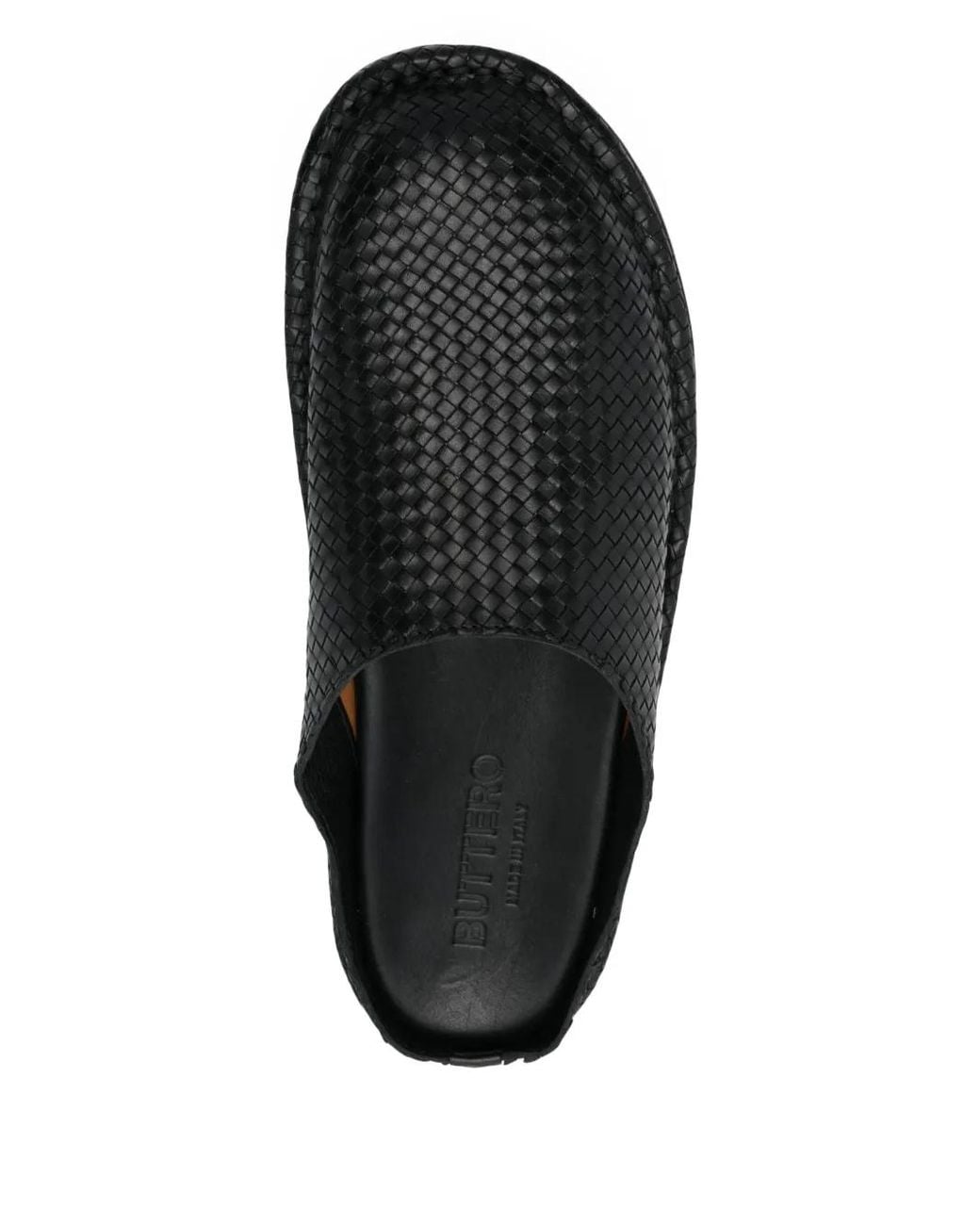 Buttero Black Woven-Leather Slippers for men