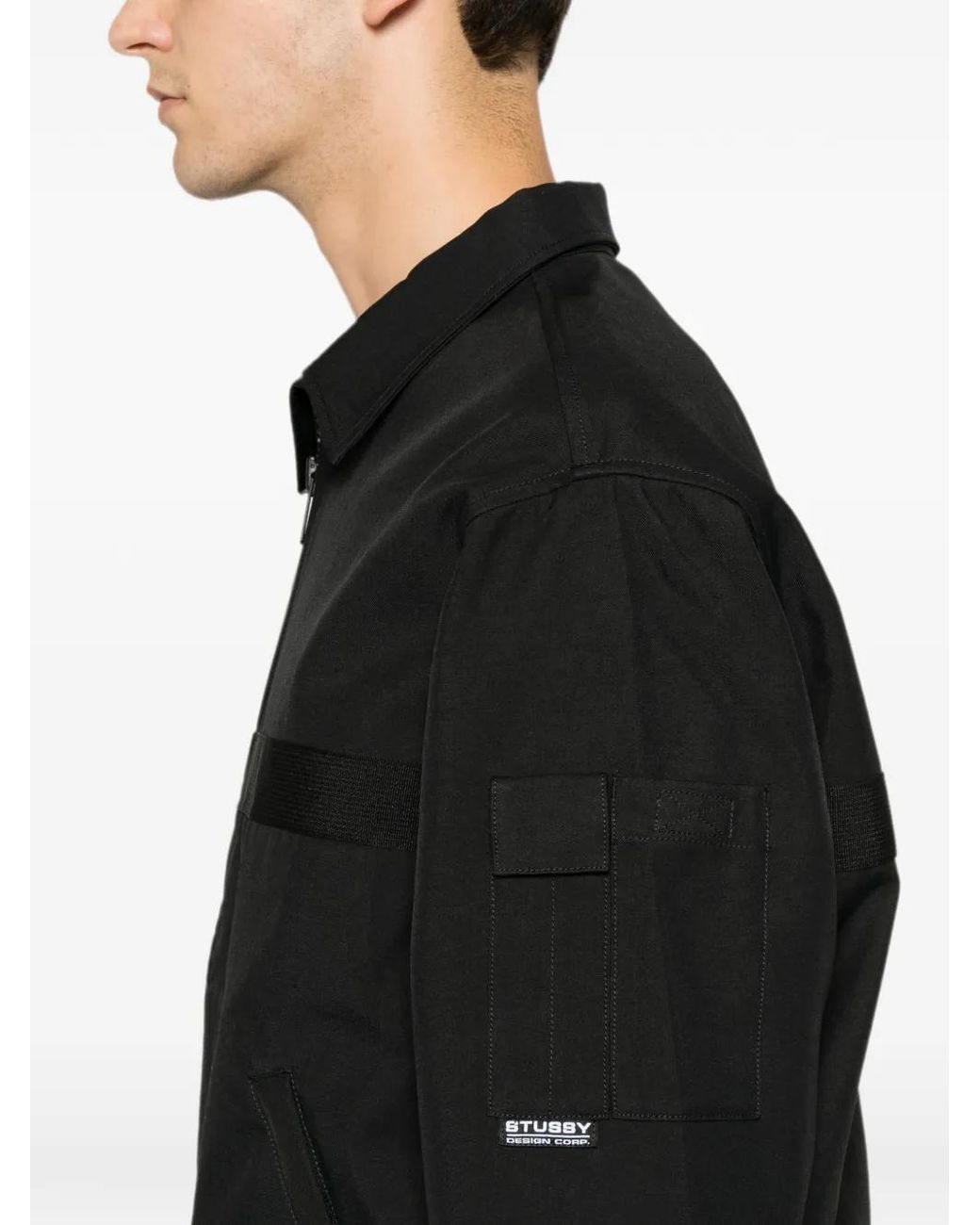 Stussy Black Zip-Up Panelled Jacket