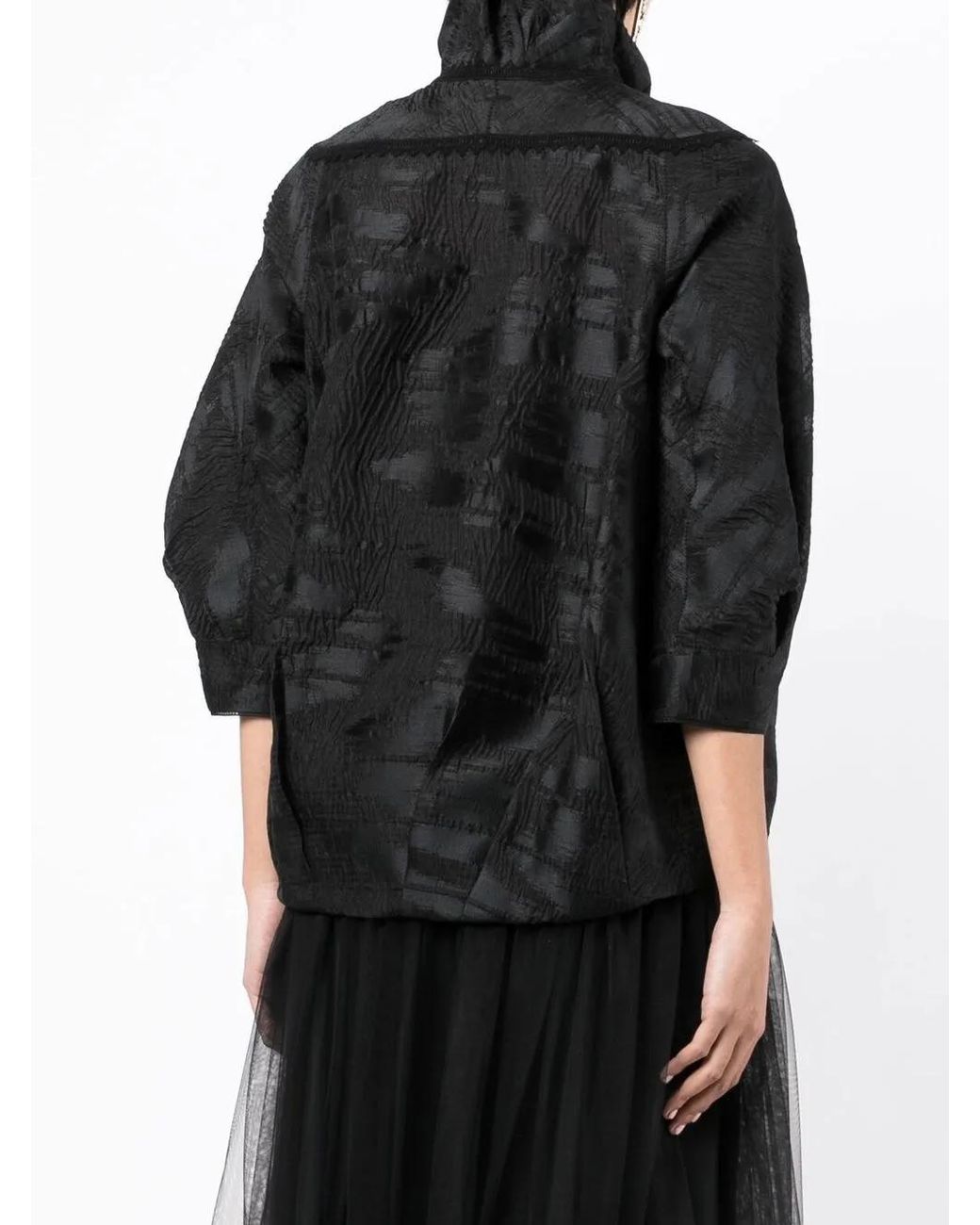 Shiatzy Chen Black Full-Jacquard Stand-Up Collar Jacket