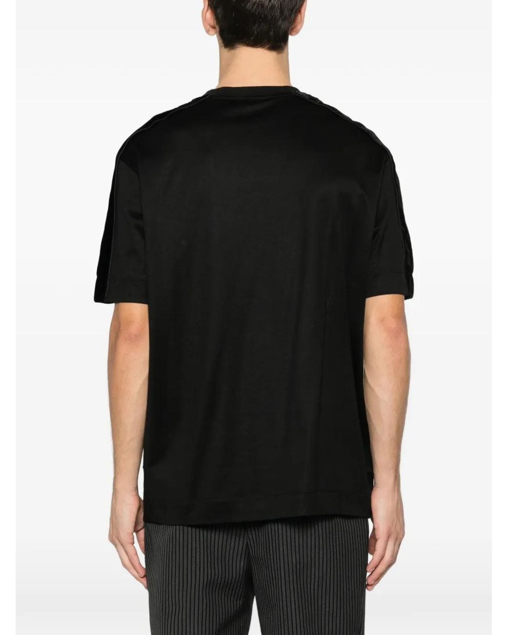 Emporio Armani Black Velvet-Panel T-Shirt for men
