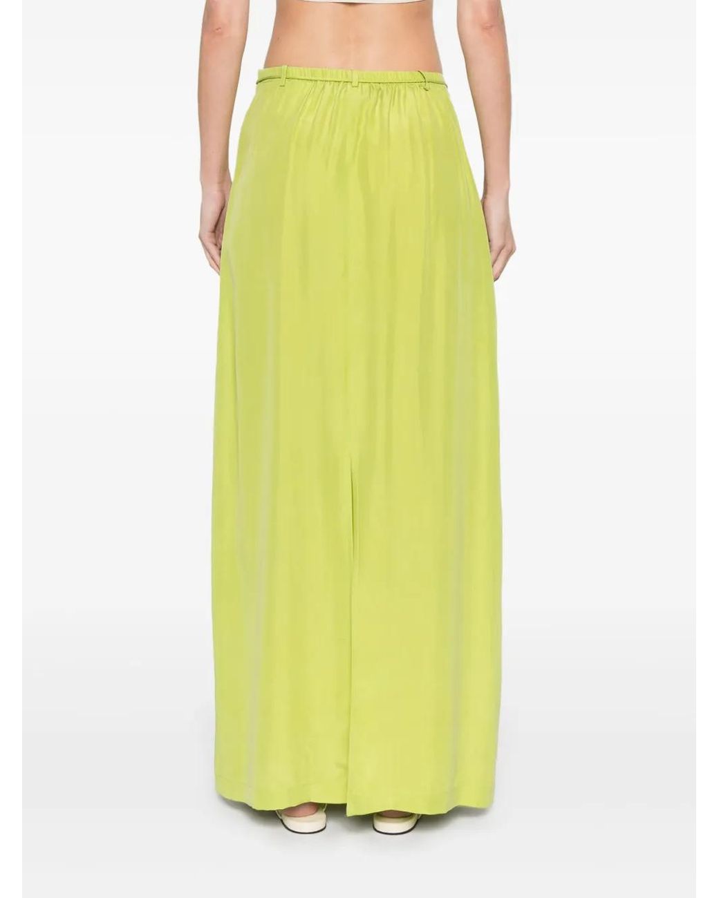 Alysi Yellow Silk Maxi Skirt