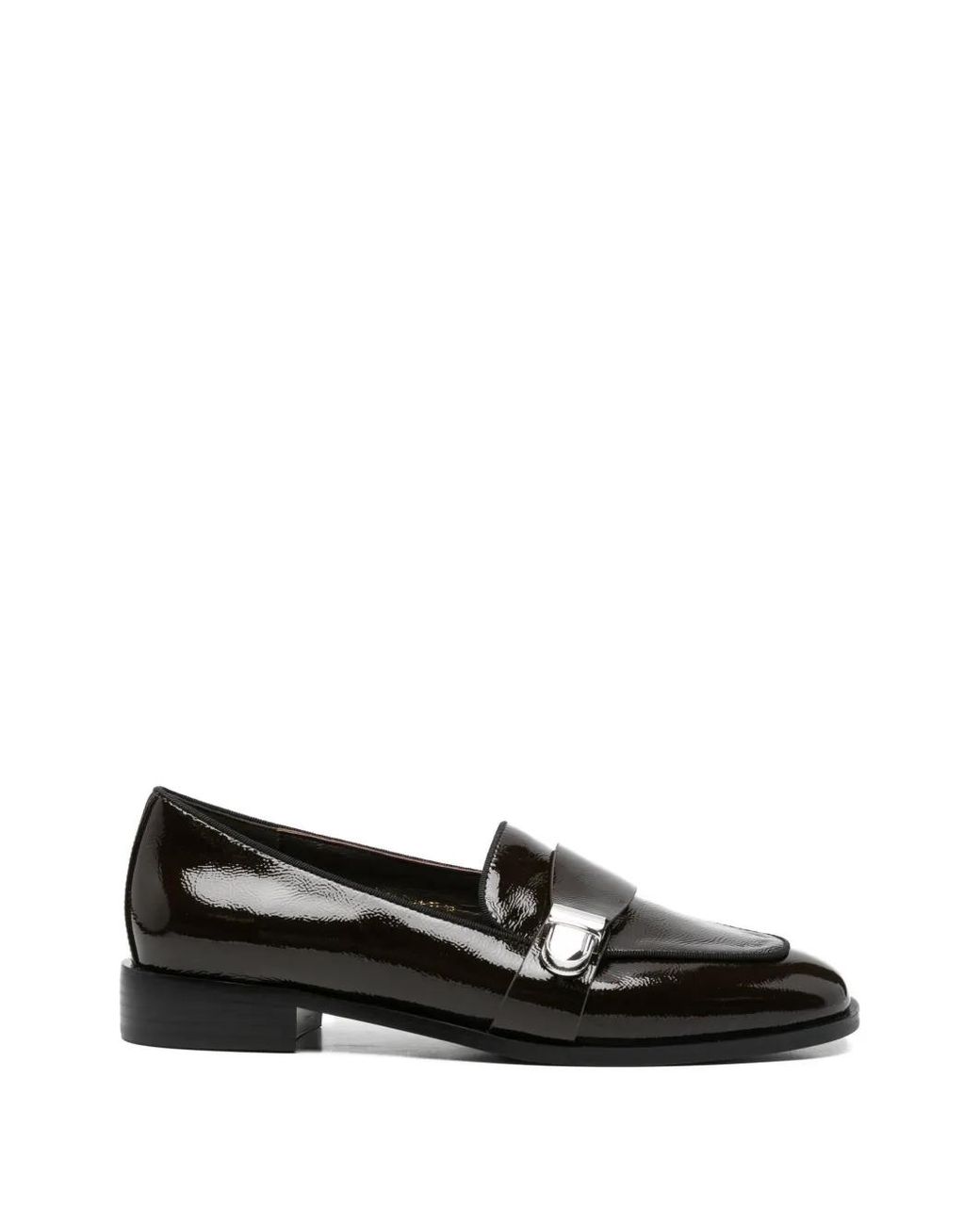 Linda Baumann Black Buckle-Strap Loafers