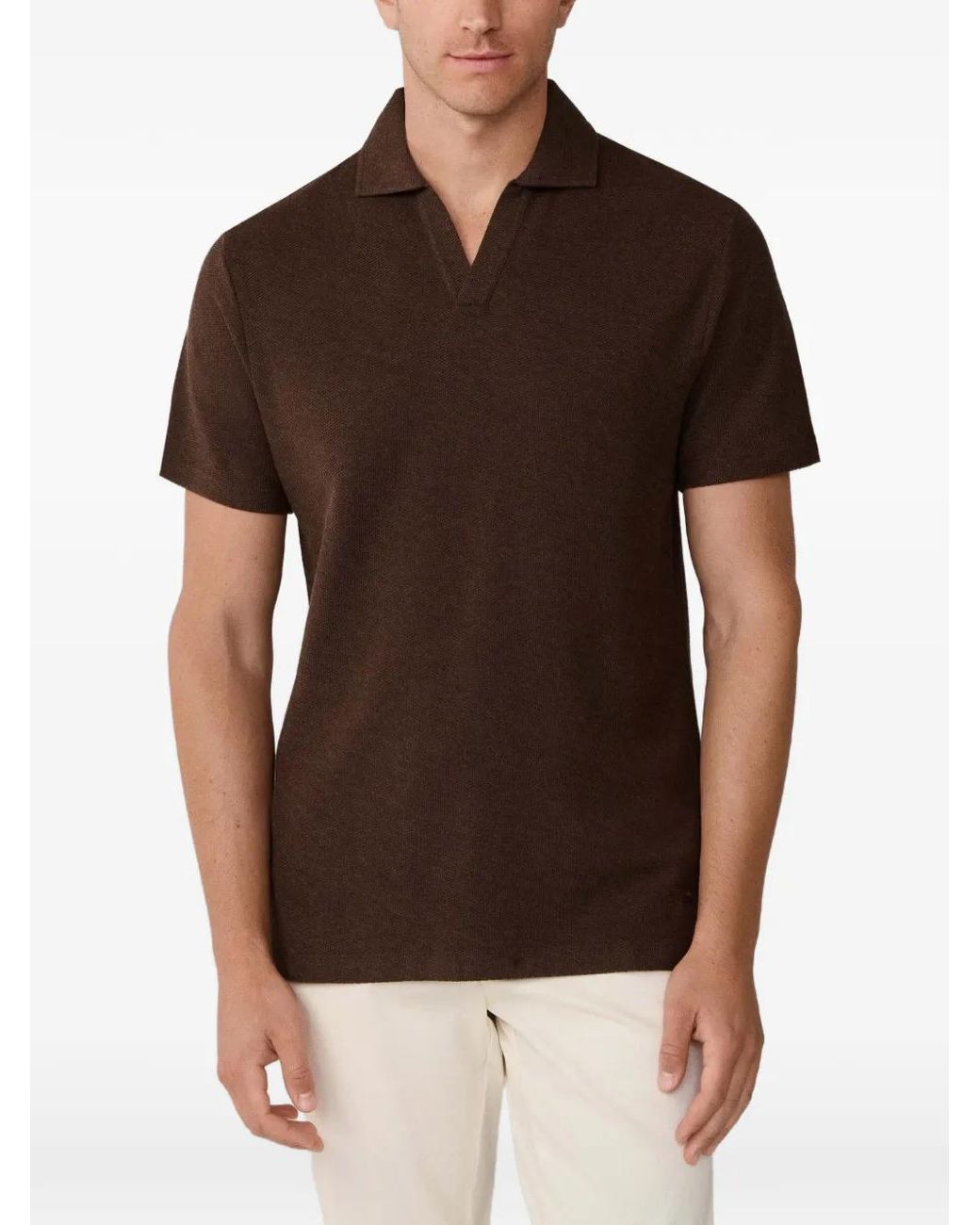 Hackett Brown V-Neck Polo Shirt for men