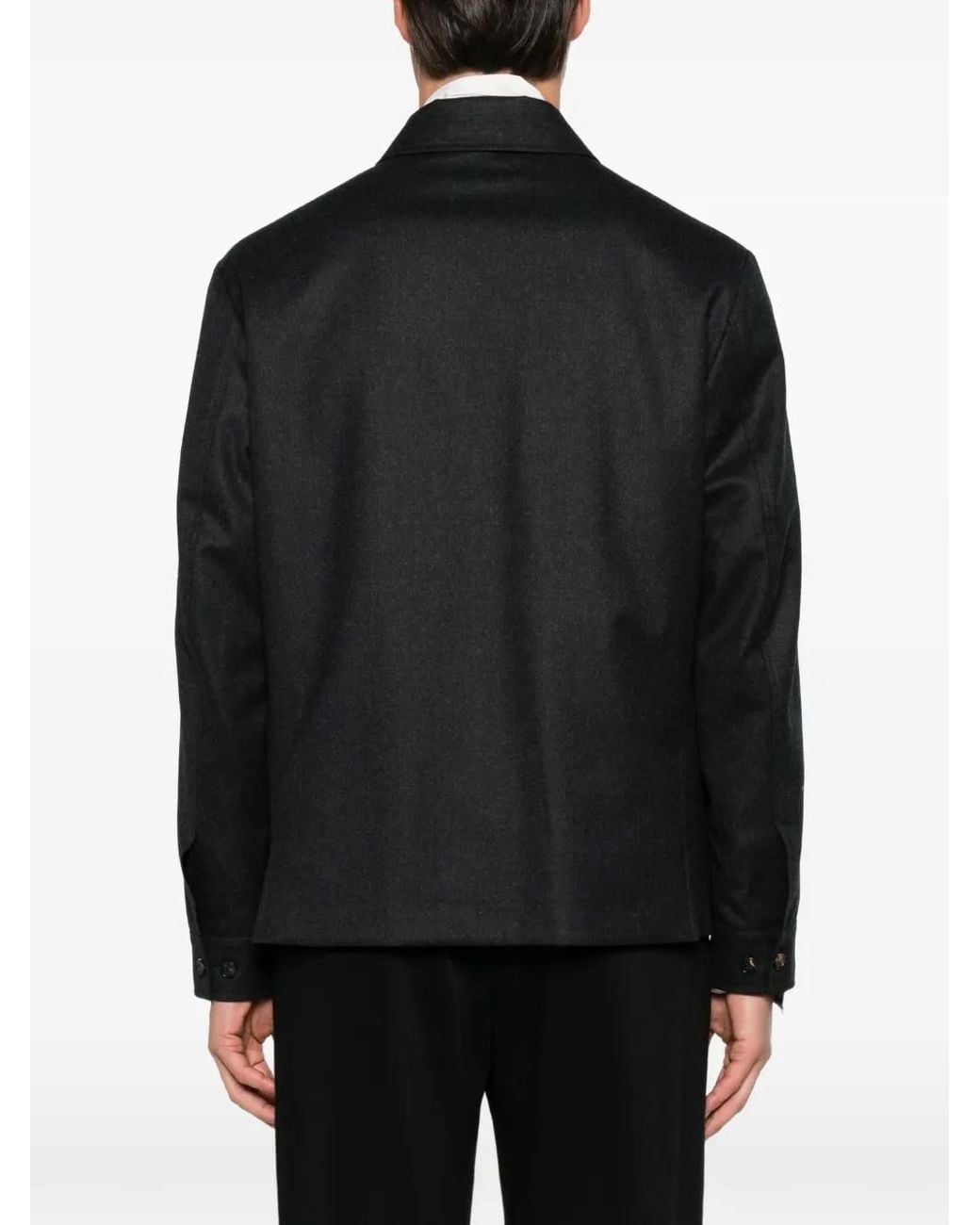 Umit Benan Black Zip-Up Collared Jacket for men