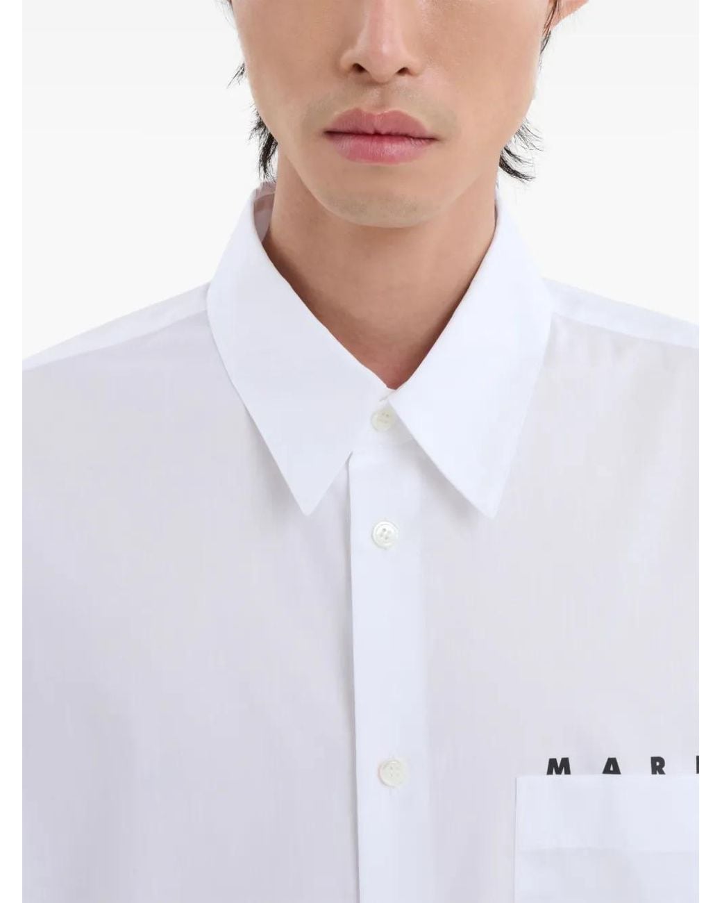 Marni Popeline Overhemd Met Logo in het White voor heren