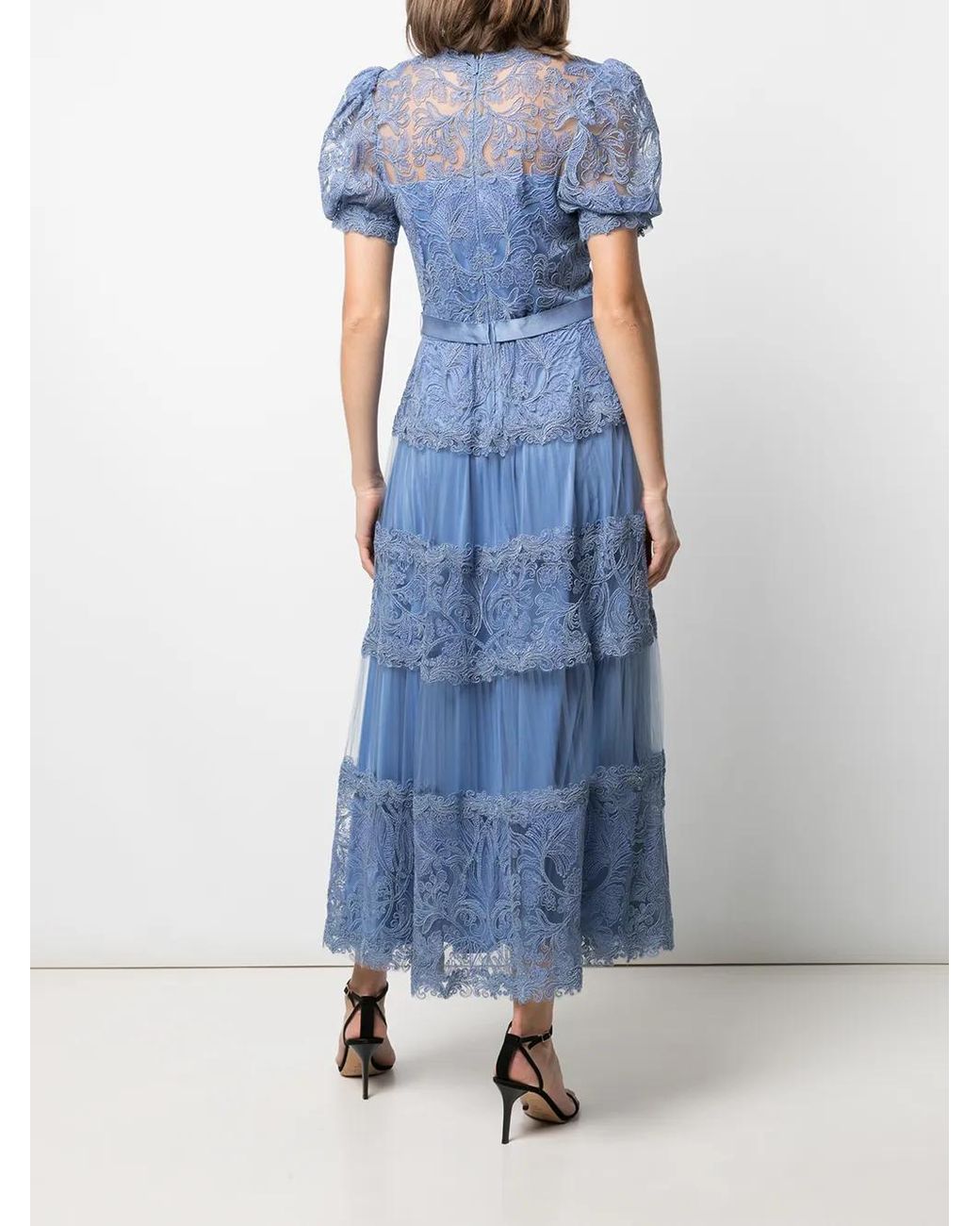 Tadashi Shoji Fatiha Floral-Lace Dress in Blue | Lyst