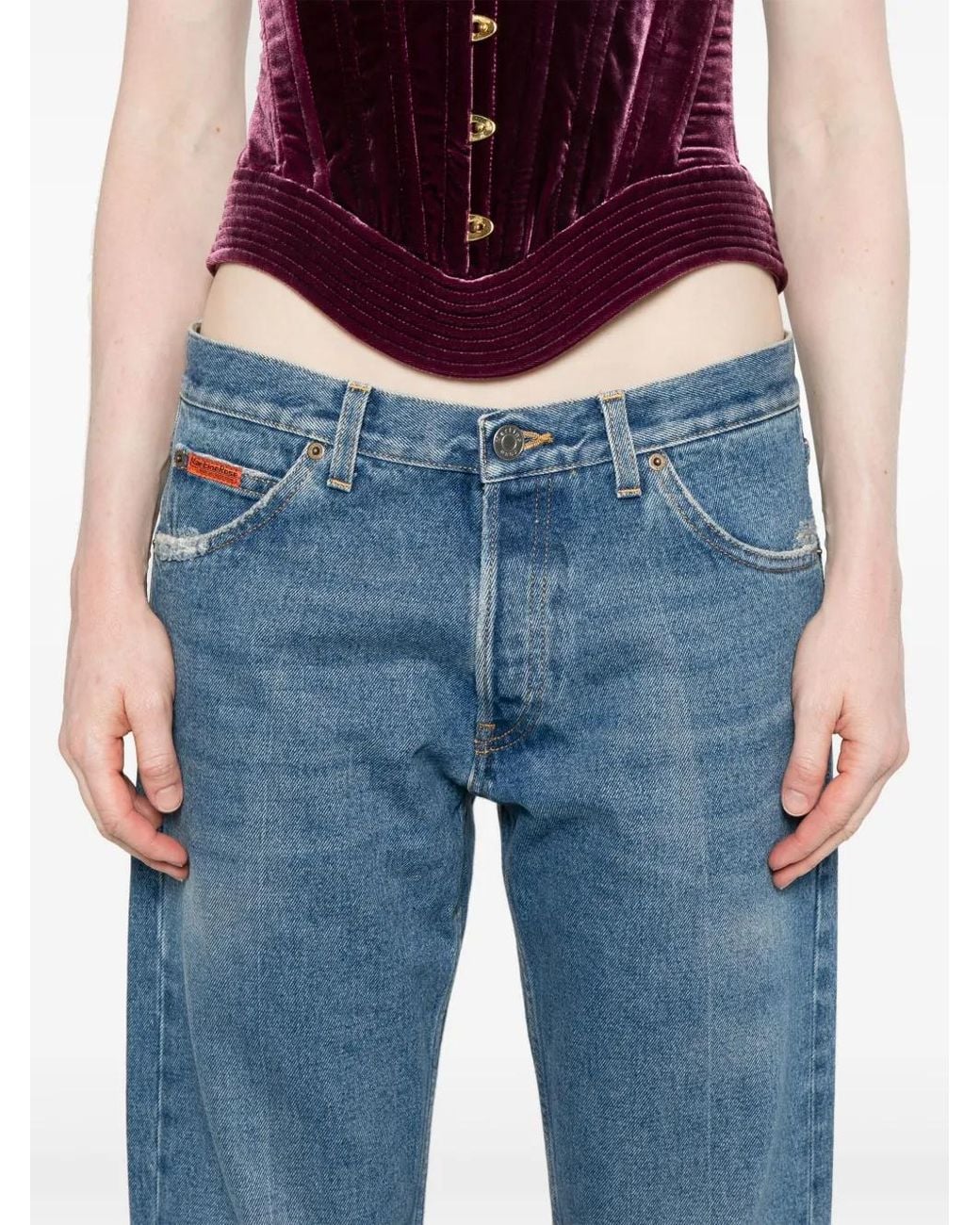 Martine Rose Blue Low-Rise Straight-Leg Jeans
