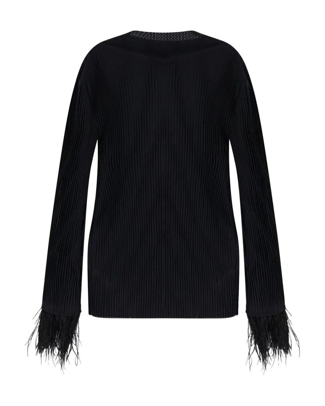 Boss Black Feather-Trim Top