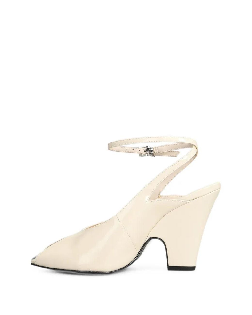 SCHUTZ SHOES White Patent Leather Open-Toe Pumps