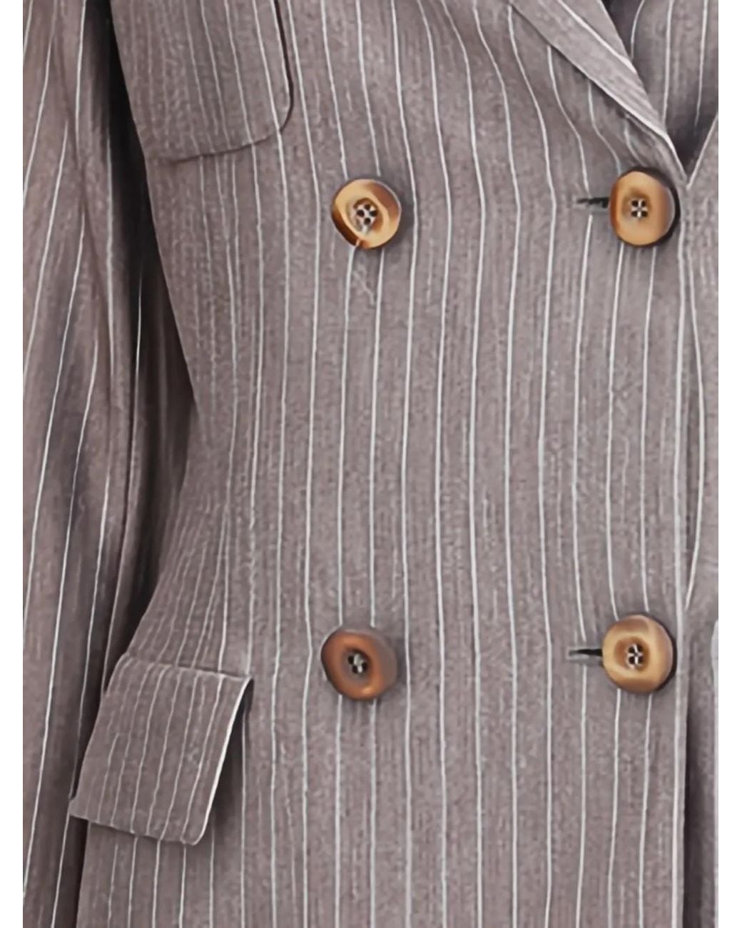 Giorgio Armani Gray Pinstripe Double-Breasted Blazer
