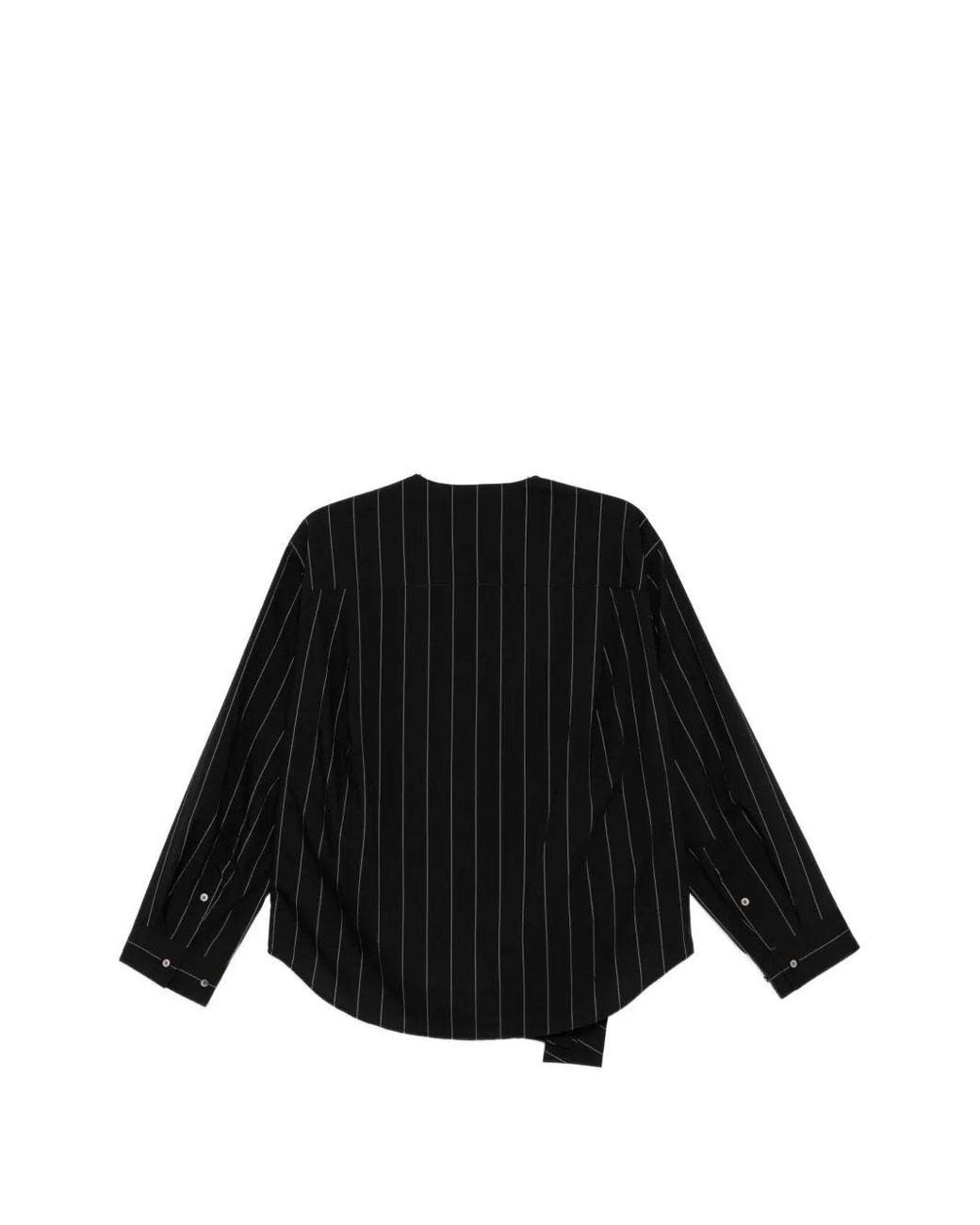 JNBY Black Pinstripe-Pattern Tie-Front Blouse