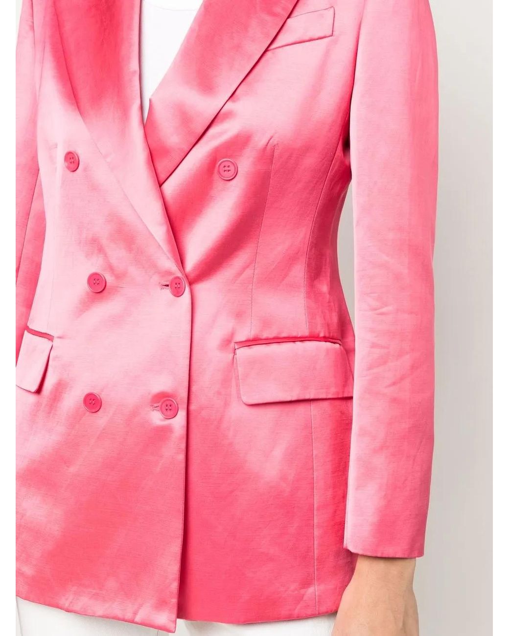 P.A.R.O.S.H. Pink Satin-Finish Double-Breasted Blazer