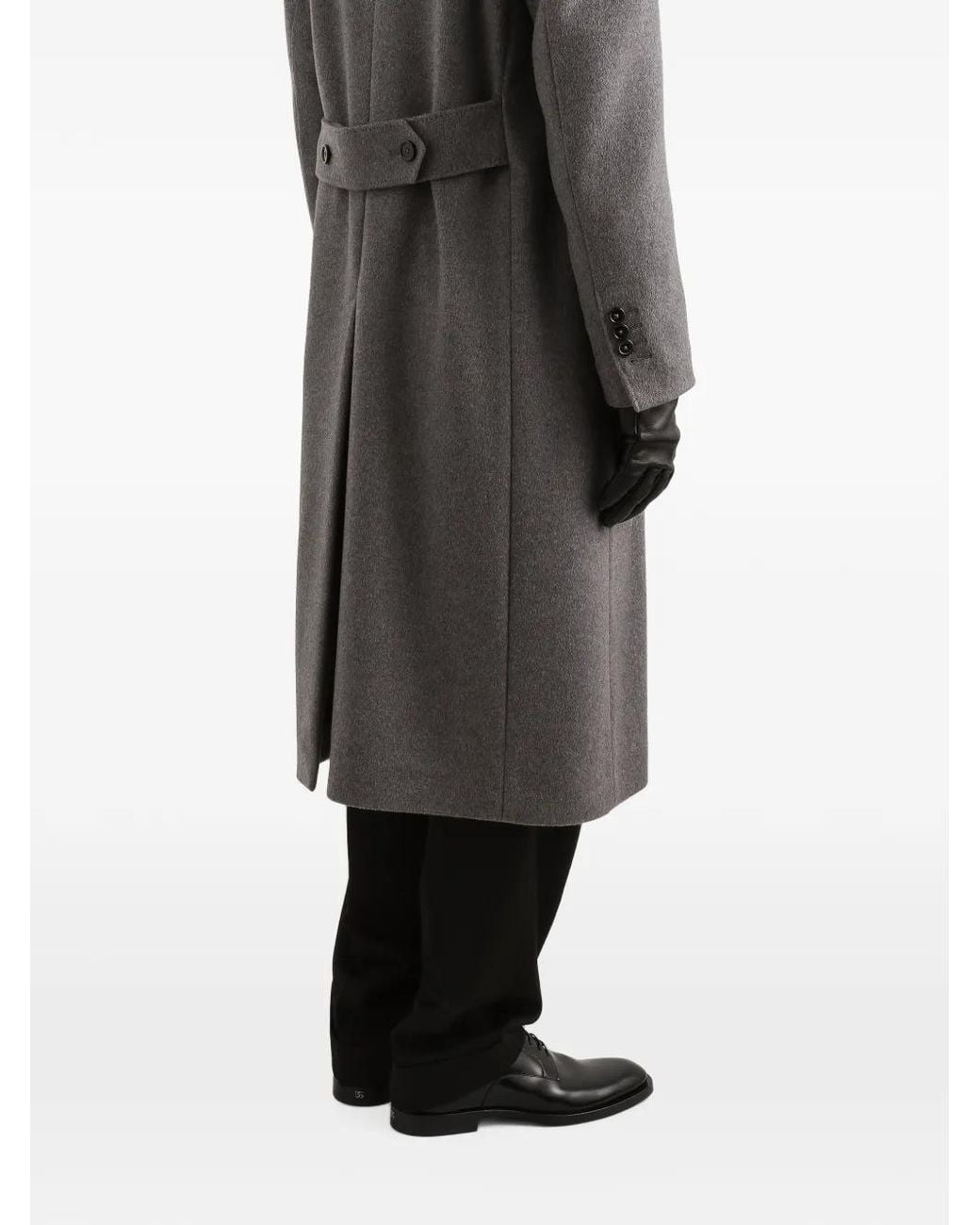 Dolce & Gabbana Gray Double-Breasted Cashmere Coat for men