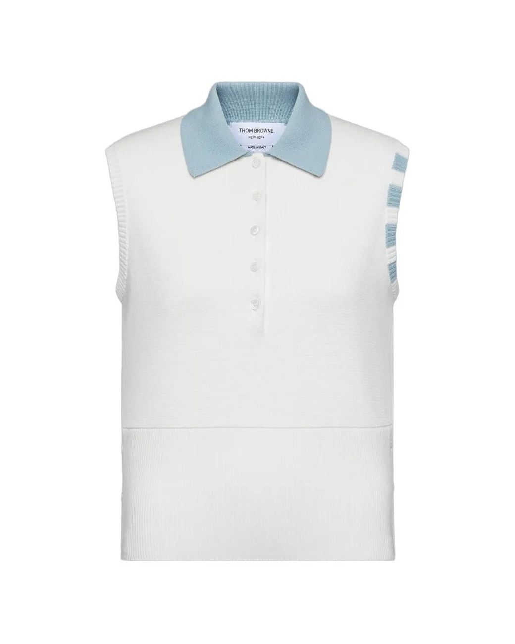 Thom Browne White Milano Stitch 4-Bar Sleeveless Polo