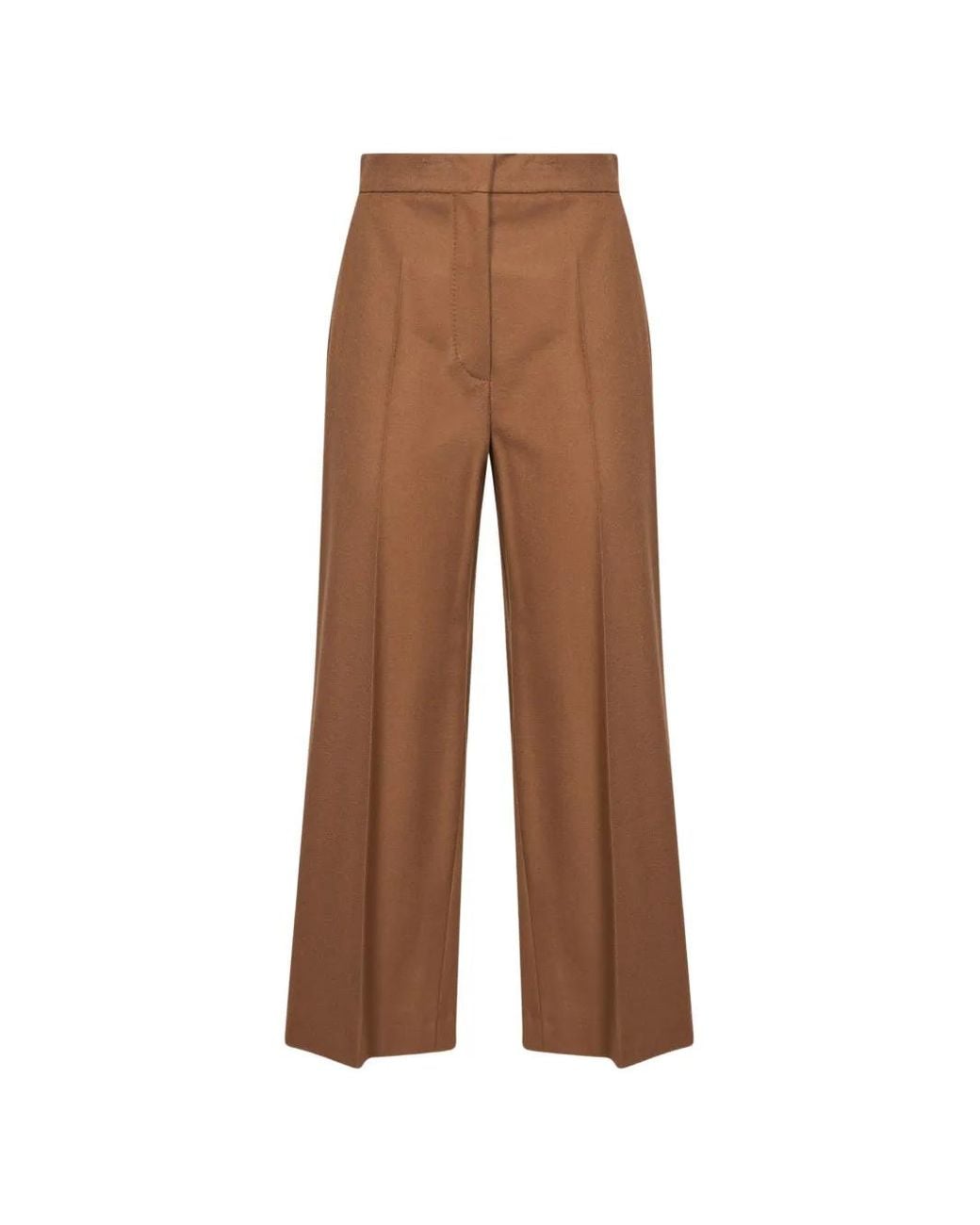 Max Mara Brown Pressed-Crease Virgin-Wool Trousers