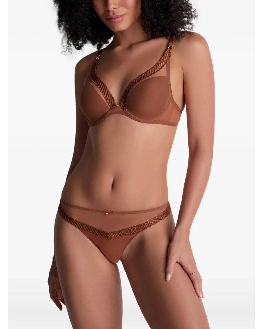 Aubade Brown Sheer Emotion Thong