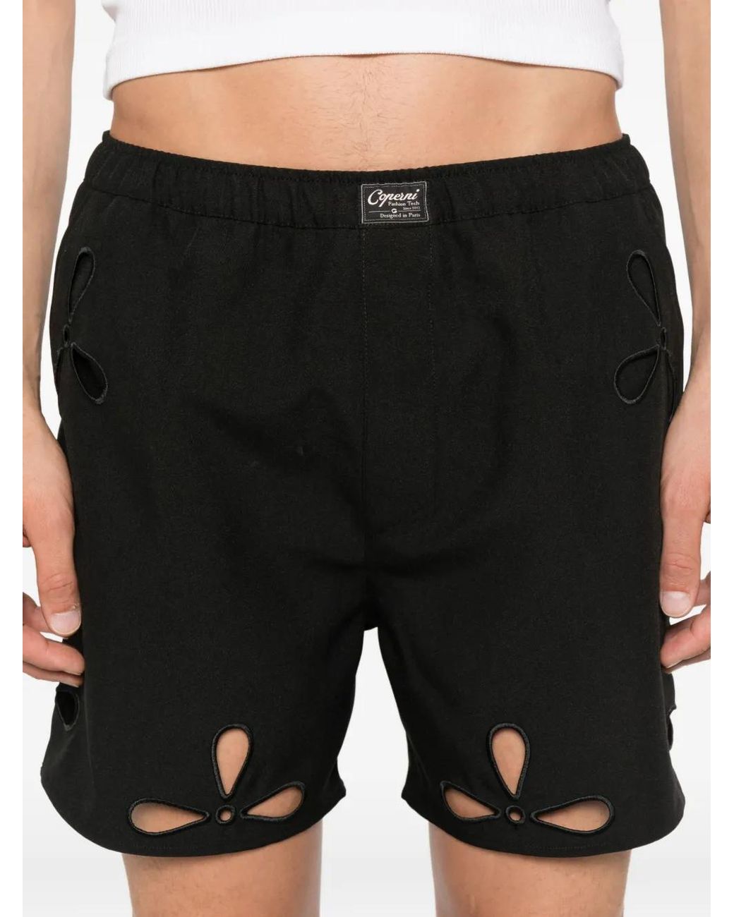Coperni Black Petal Cut-Out Shorts