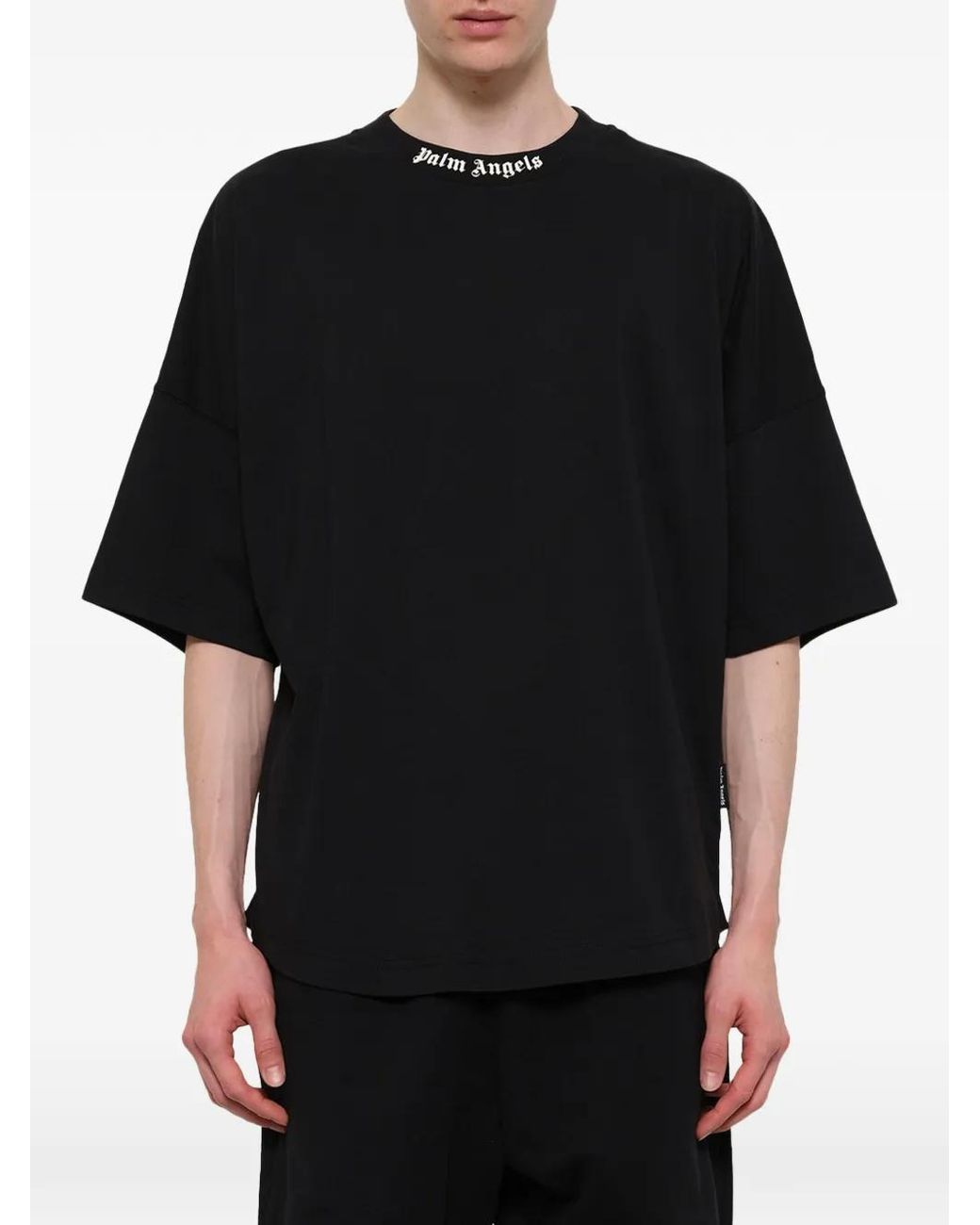 Palm Angels Black Logo Cotton T-Shirt for men