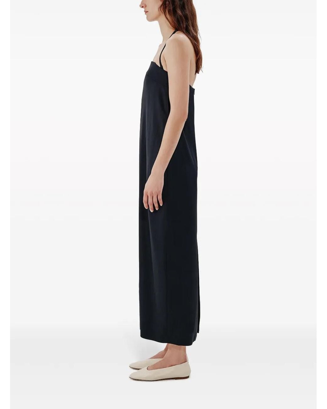 Another Tomorrow Black Cocoon Halterneck Maxi Dress