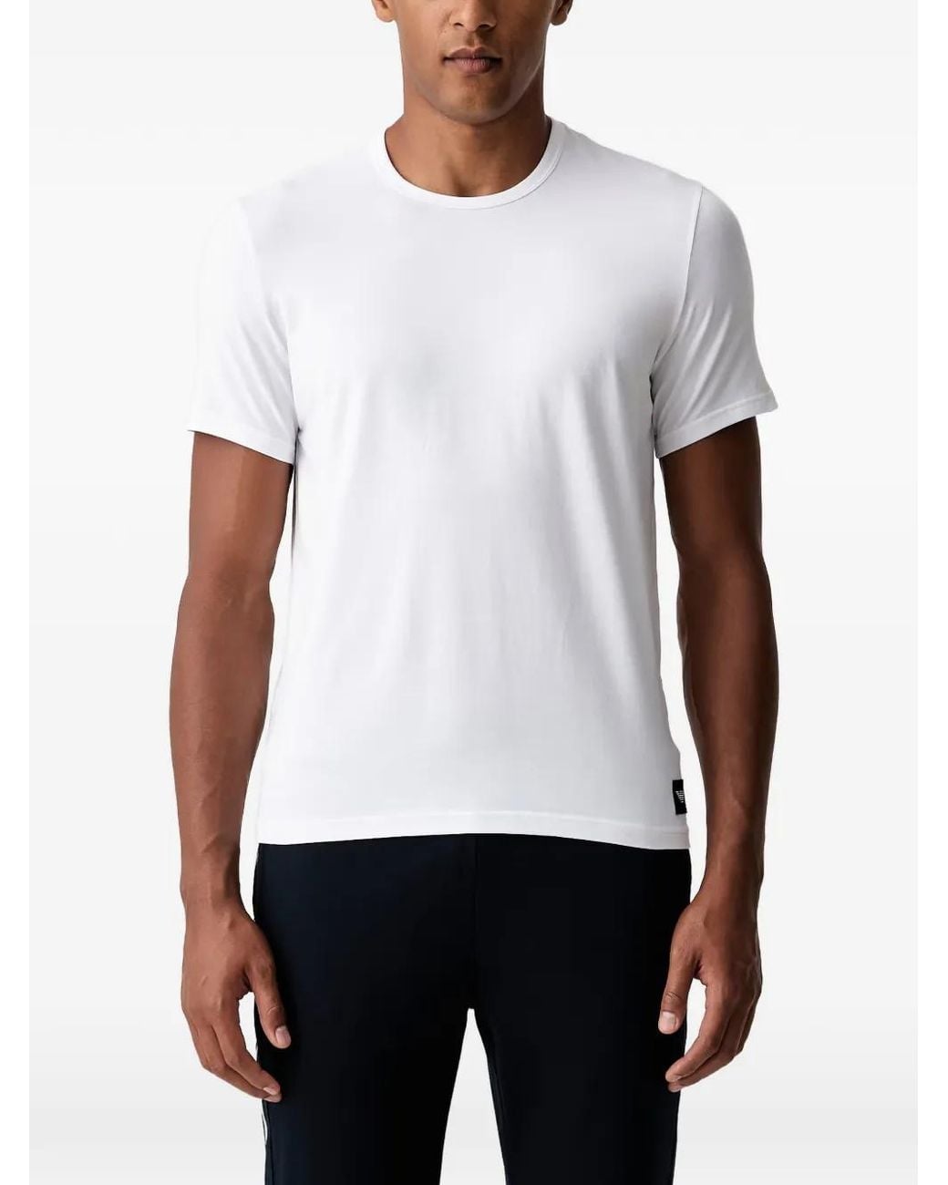 Emporio Armani White Logo-Patch T-Shirts (Set Of Two) for men