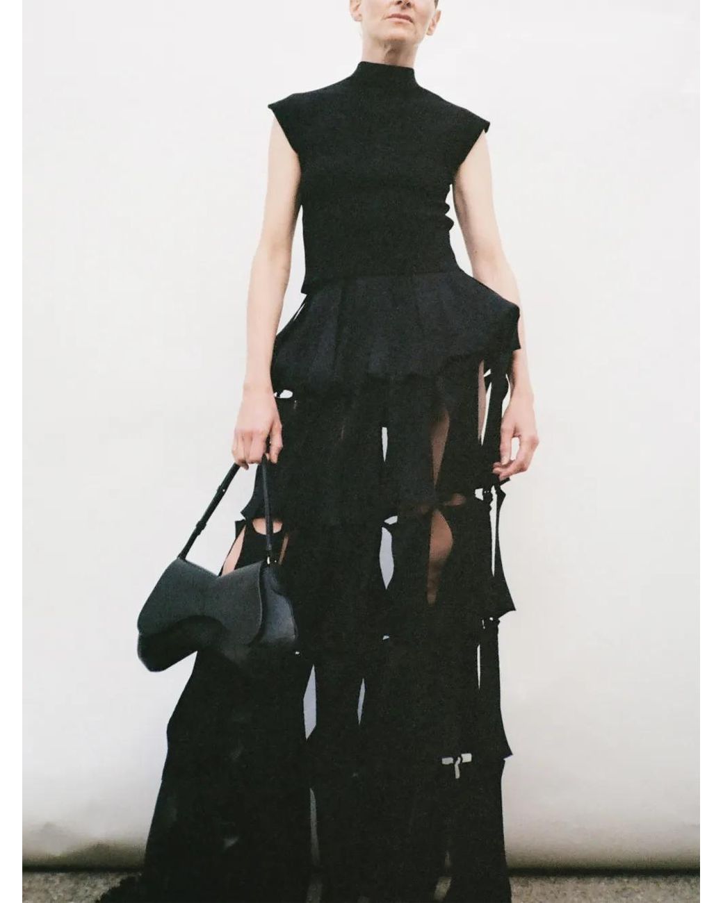 A.W.A.K.E. MODE Black Knitted Sleeveless Top