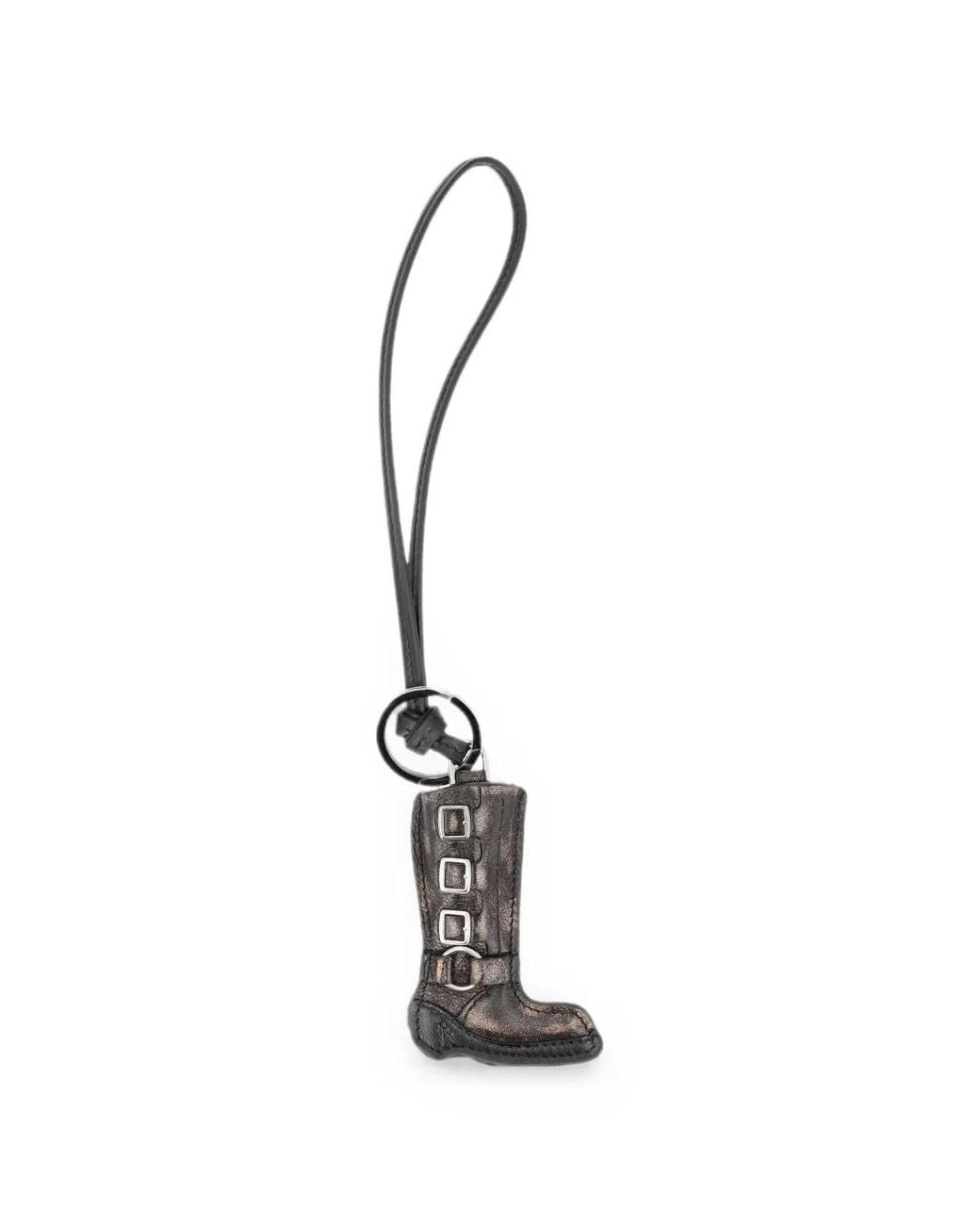 Miu Miu White Buckle-Detail Boot Keychain