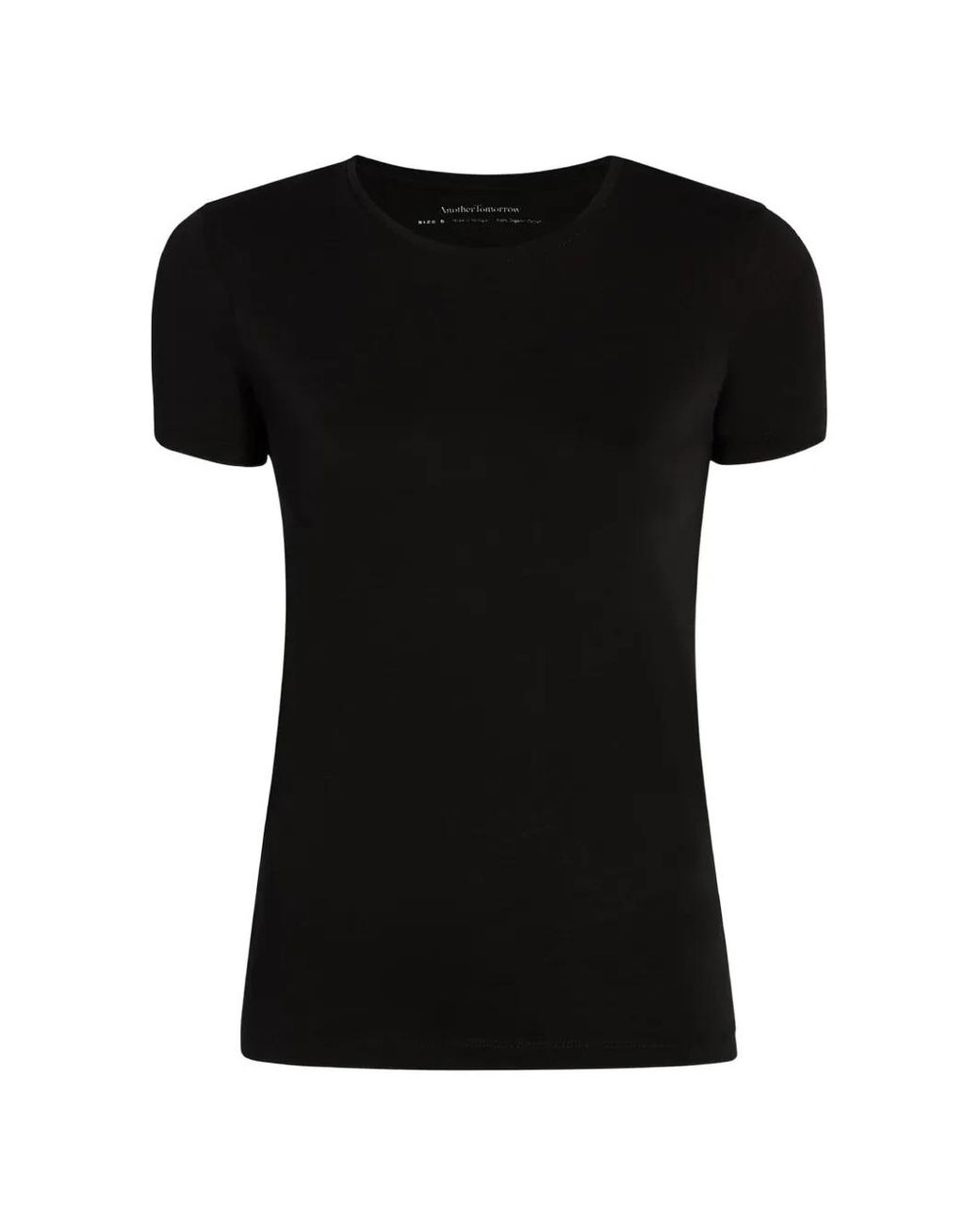 Another Tomorrow Black Fitted Crew-Neck T-Shirt