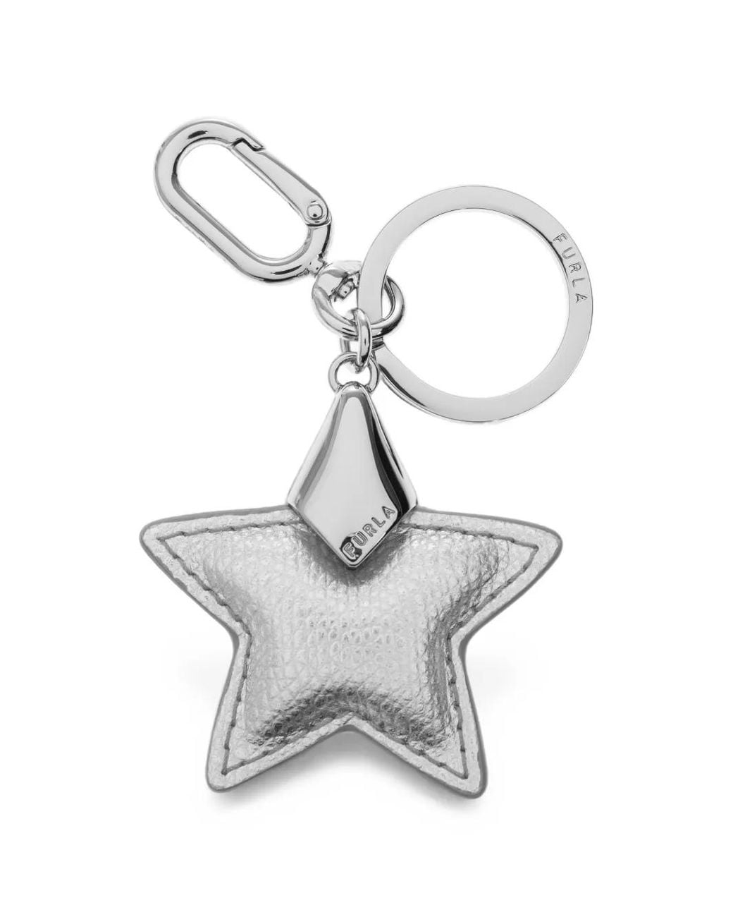Furla White Star Leather Keychain