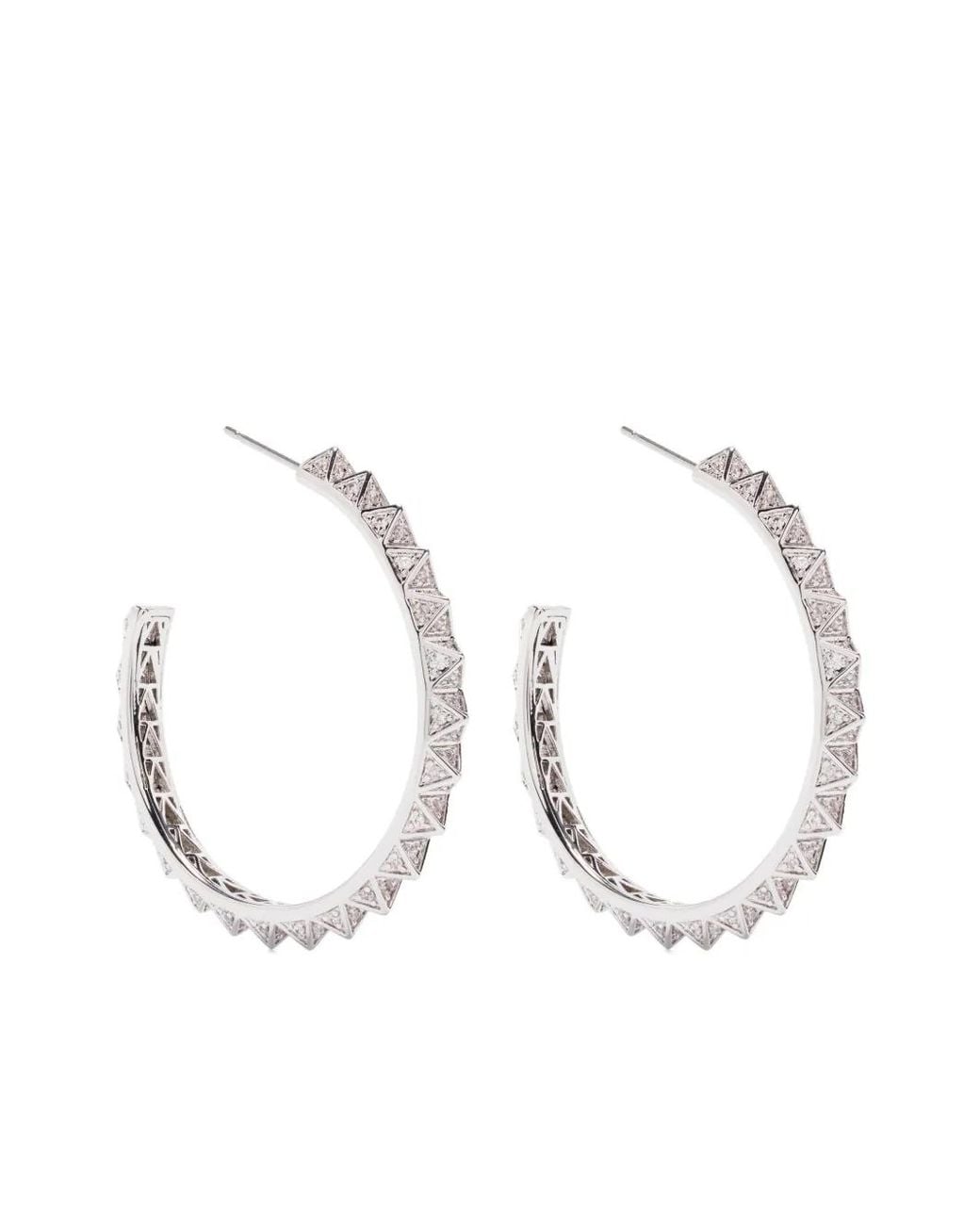 Eddie Borgo White Pavé Pyramid Hoop Earrings