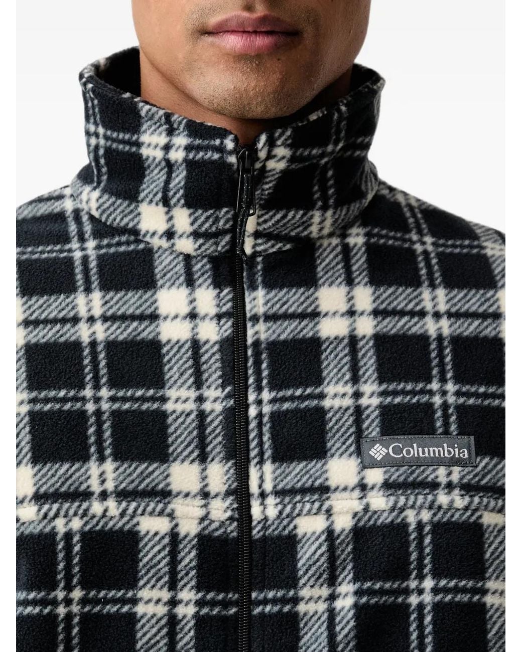 Columbia Black Check-Print Zip-Up Sweater for men