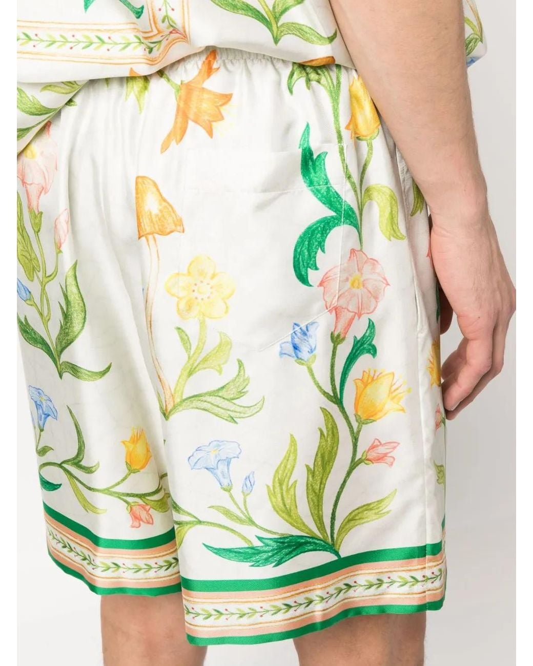Casablanca Green L'arche De Fleurie Silk Shorts for men