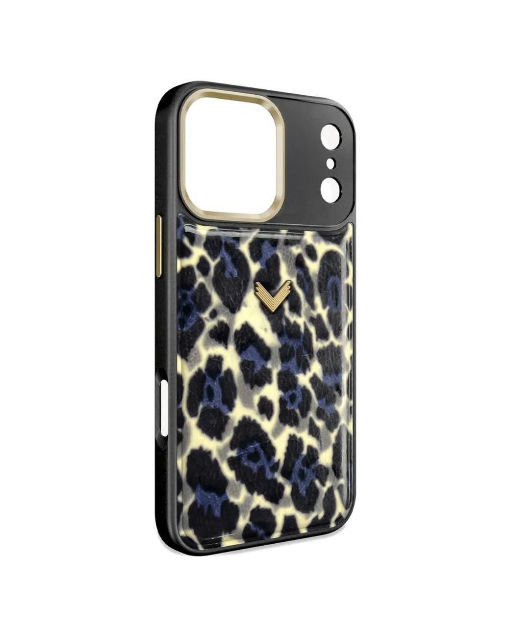 Velante Black Leopard-Print Leather Iphone 17 Pro Phone Case