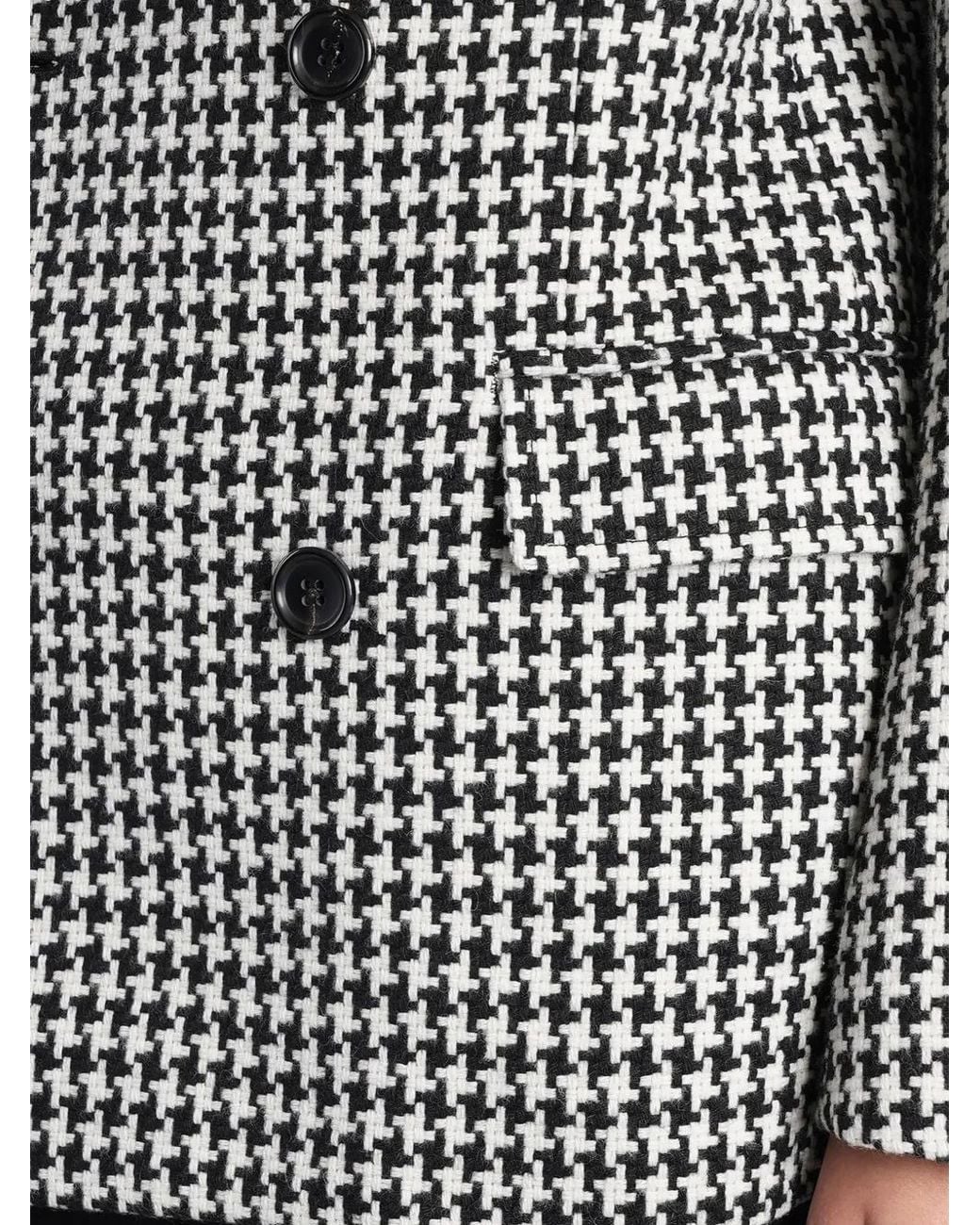 Junya Watanabe Gray Houndstooth-Pattern Double-Breasted Jacket