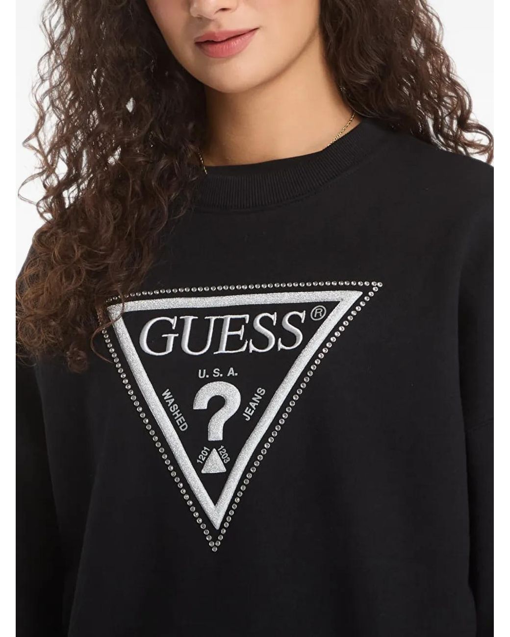 Guess Black Python Triangle Logo-Print Sweatshirt