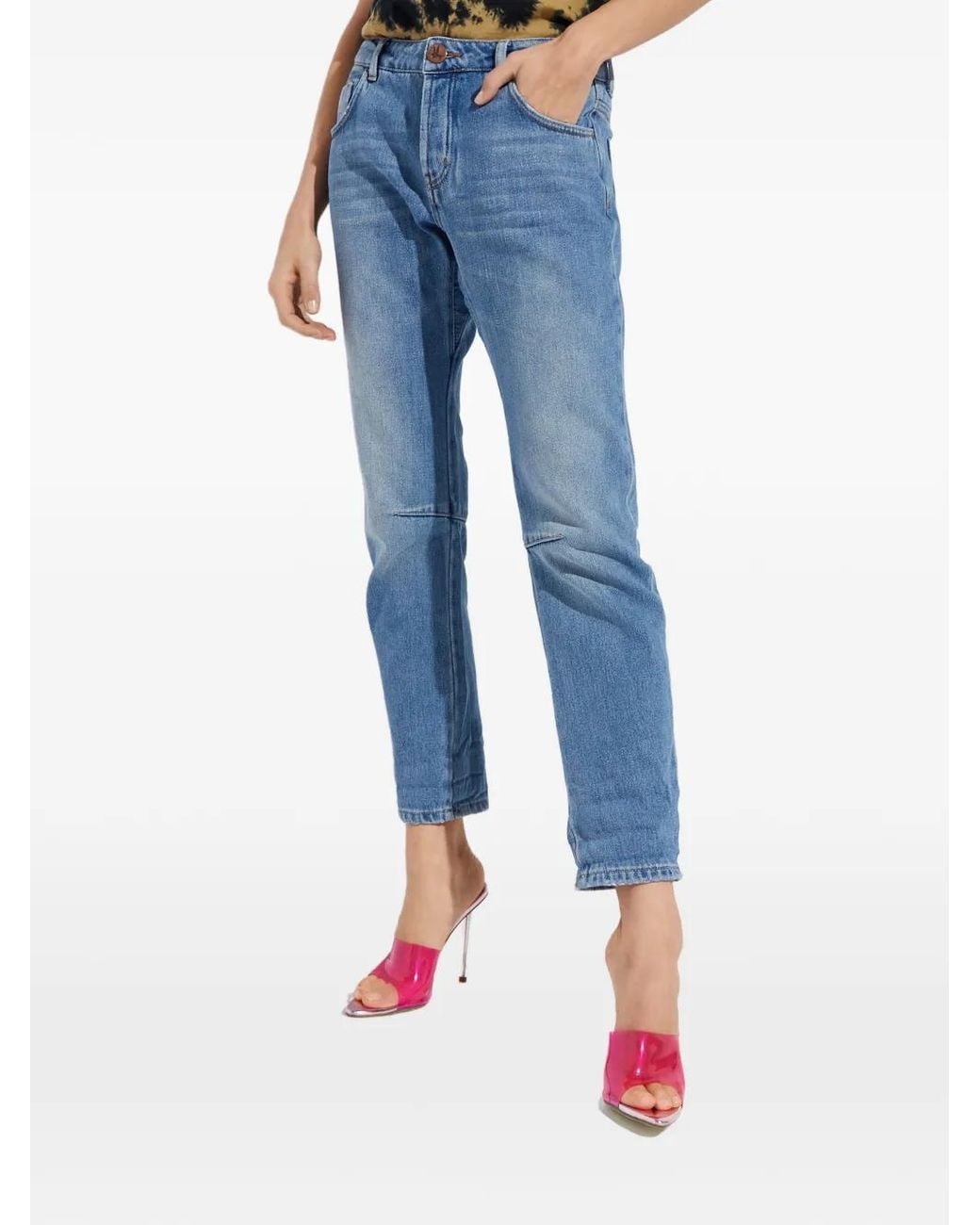 Vaqueros Con Parche Del Logo One Teaspoon de color Blue