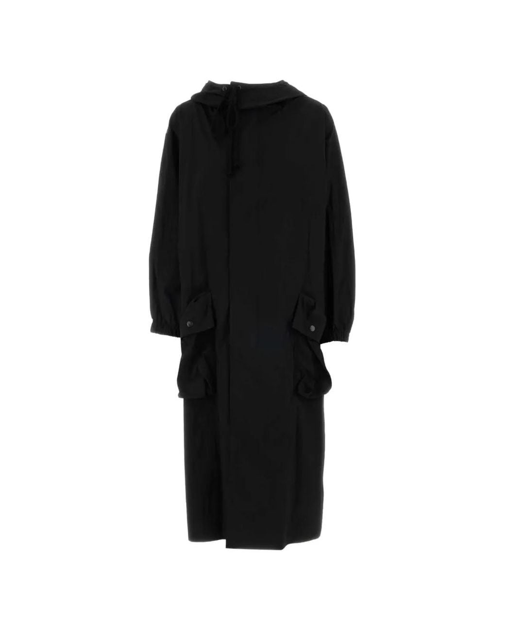 Y's Yohji Yamamoto Black Hooded Drawstring Coat