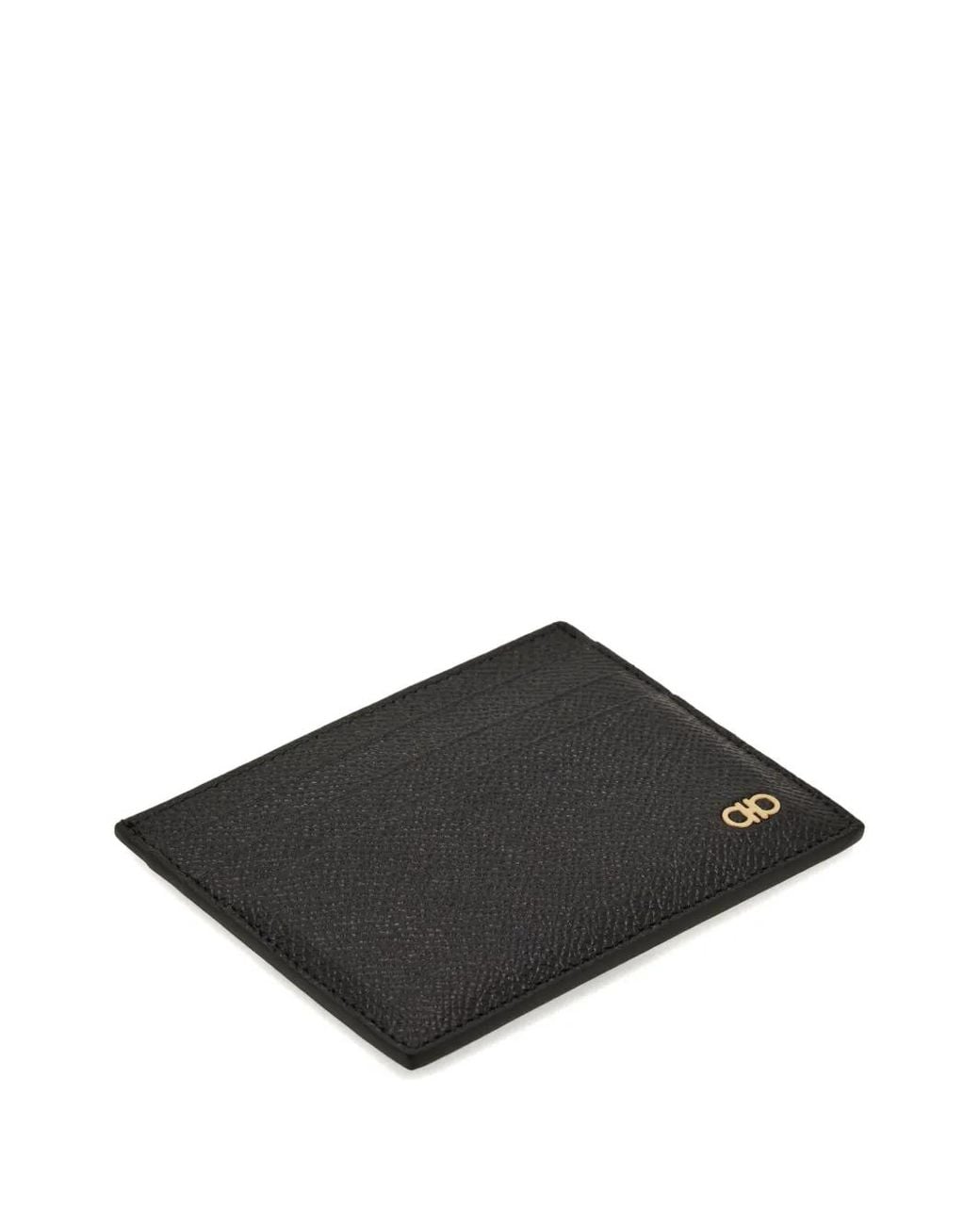 Ferragamo Black Micro Gancio Leather Card Case for men