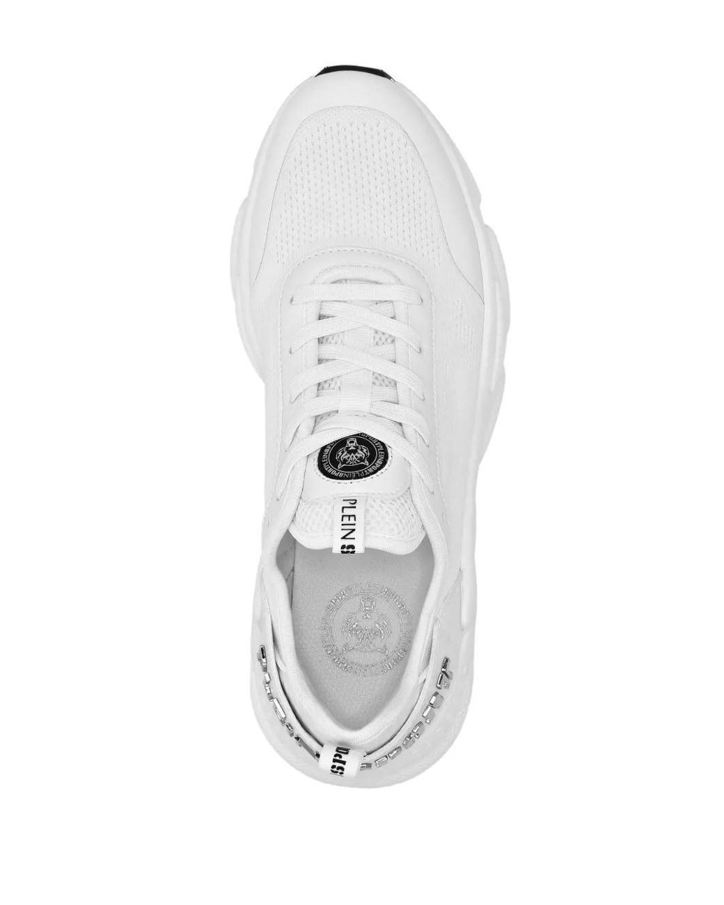 Philipp Plein White Logo-Lettering Mesh Sneakers