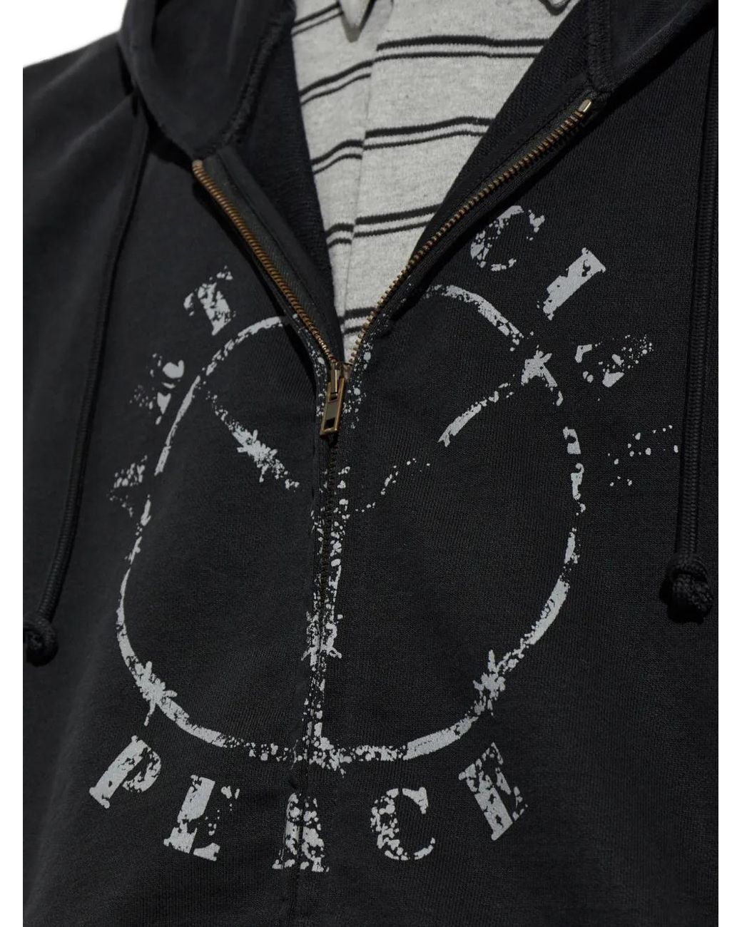 Vetements Black Graphic-Print Zip-Up Hoodie for men