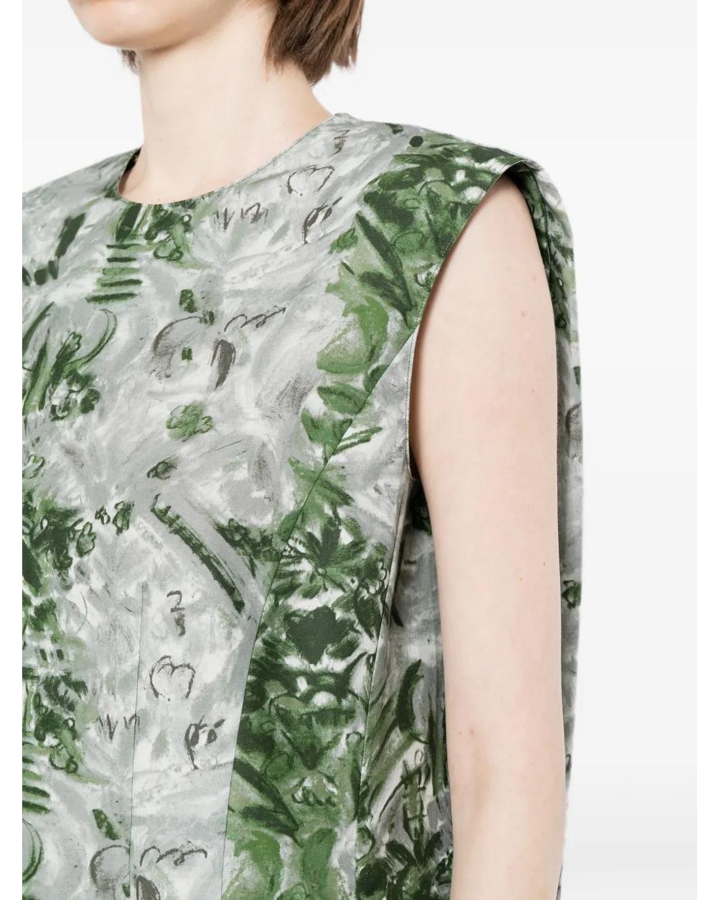 JNBY Green Han-Paint-Printed Floral Dress