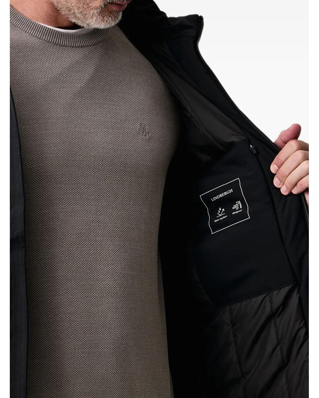 Lindbergh Black Zip-Up Hooded Jacket for men