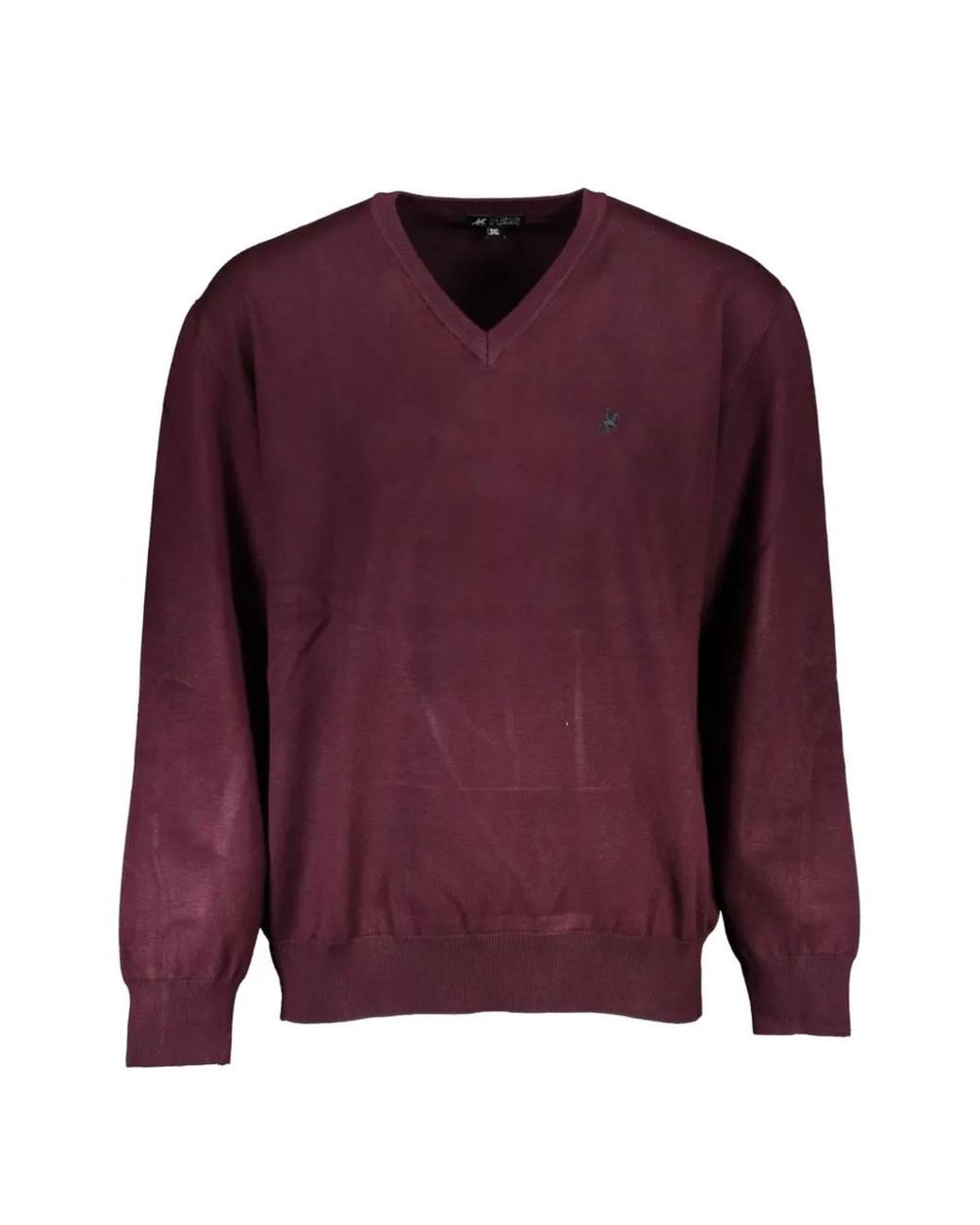 U.S. Grand Purple V-Neck Embroidered-Logo Sweater for men