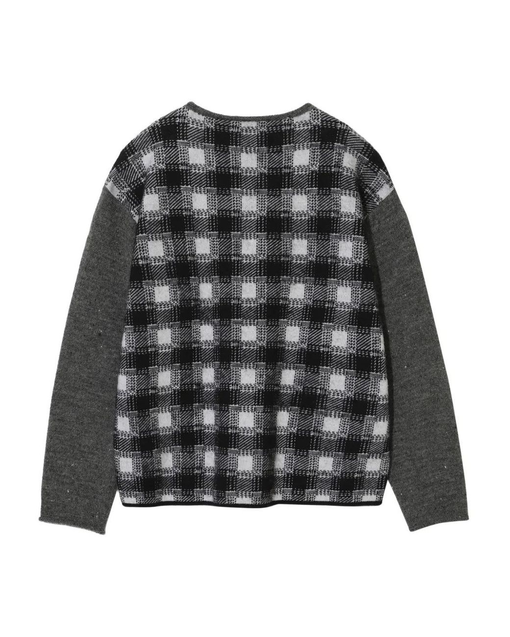 Undercover Gray Checked-Panel Wool Sweater for men